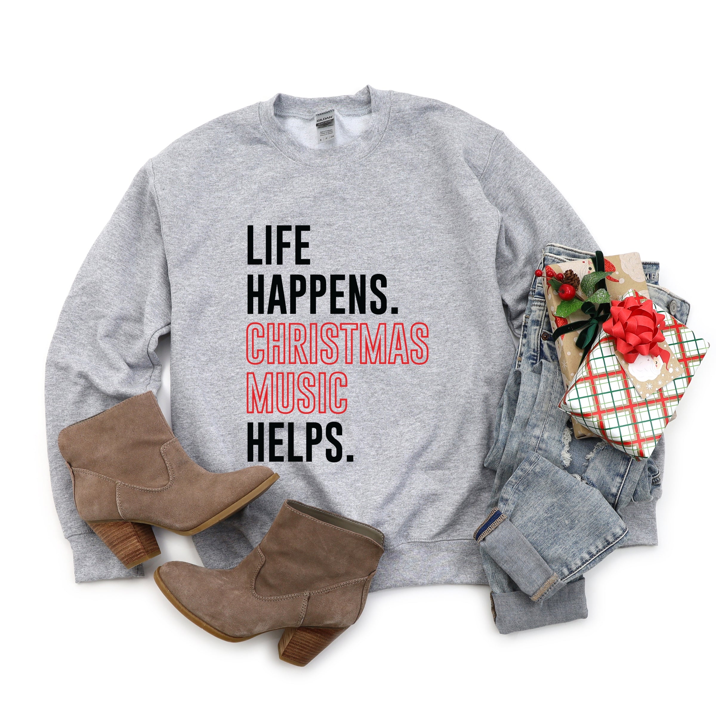 Christmas Music Helps - Women's Graphic Sweatshirt