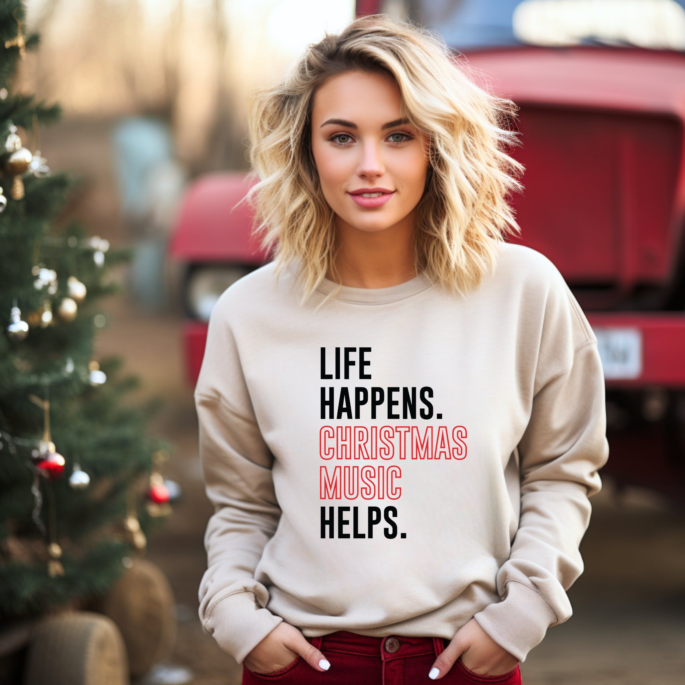 Christmas Music Helps - Women's Graphic Sweatshirt