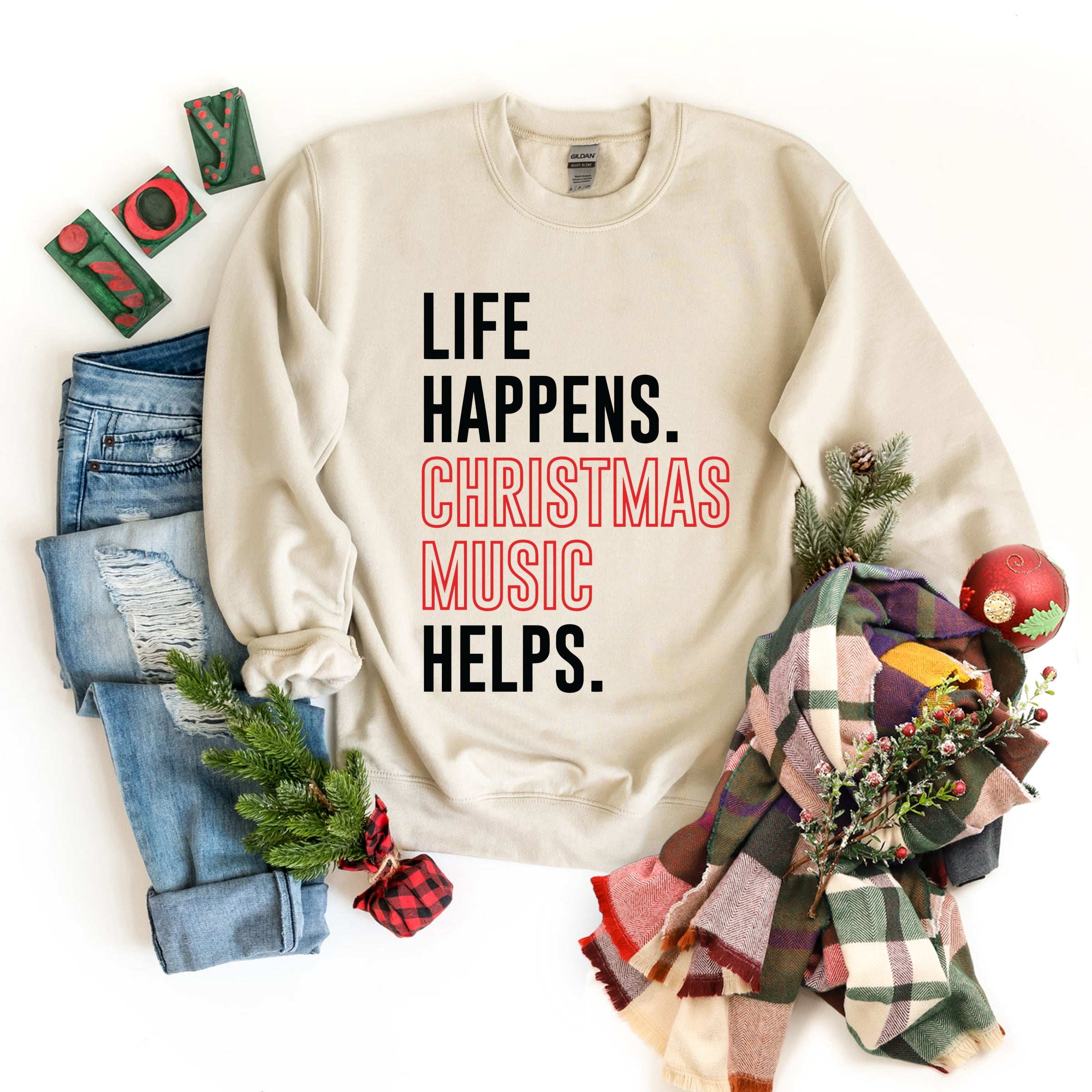 Christmas Music Helps - Women's Graphic Sweatshirt