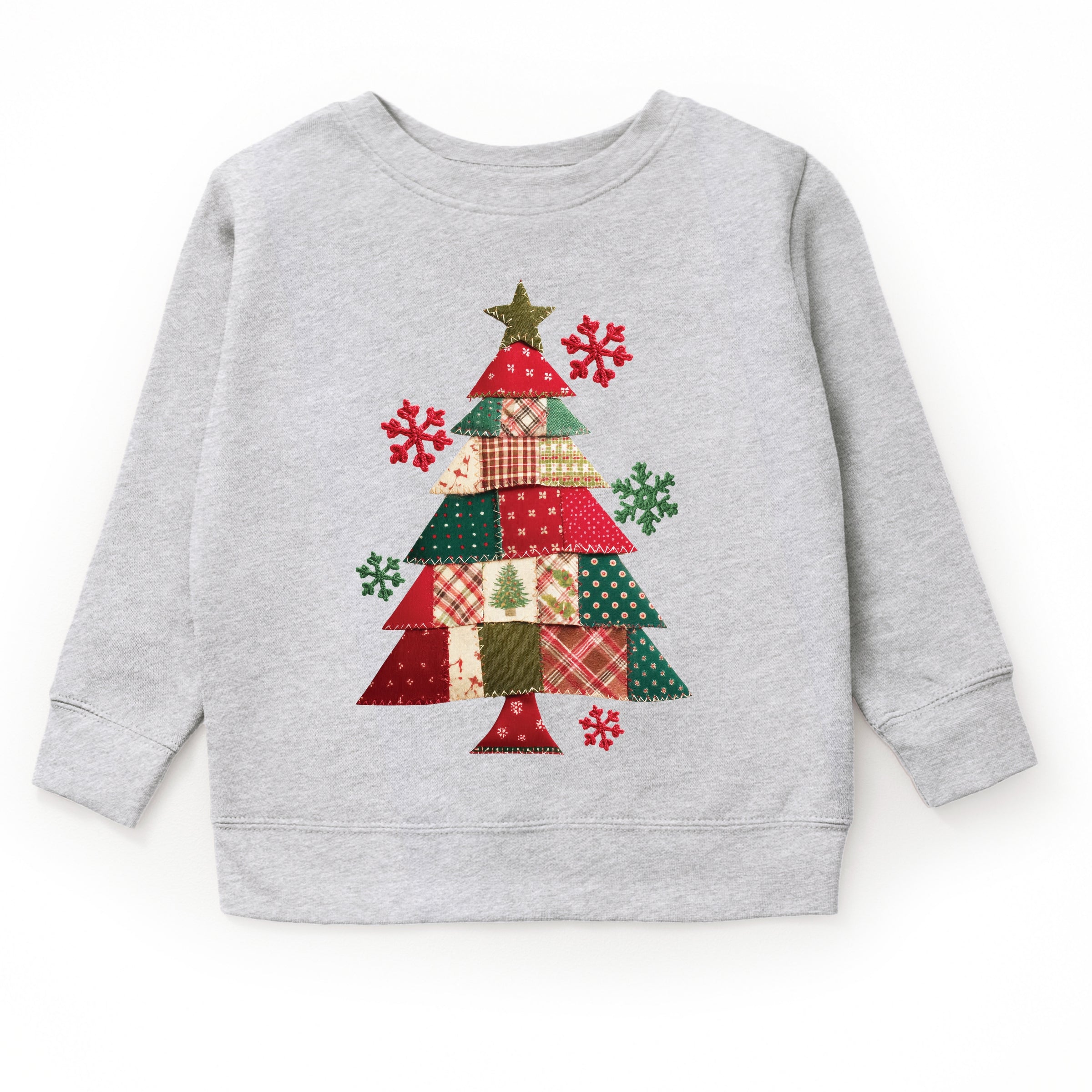 Christmas Tree Patchwork Print - Youth Graphic Sweatshirt