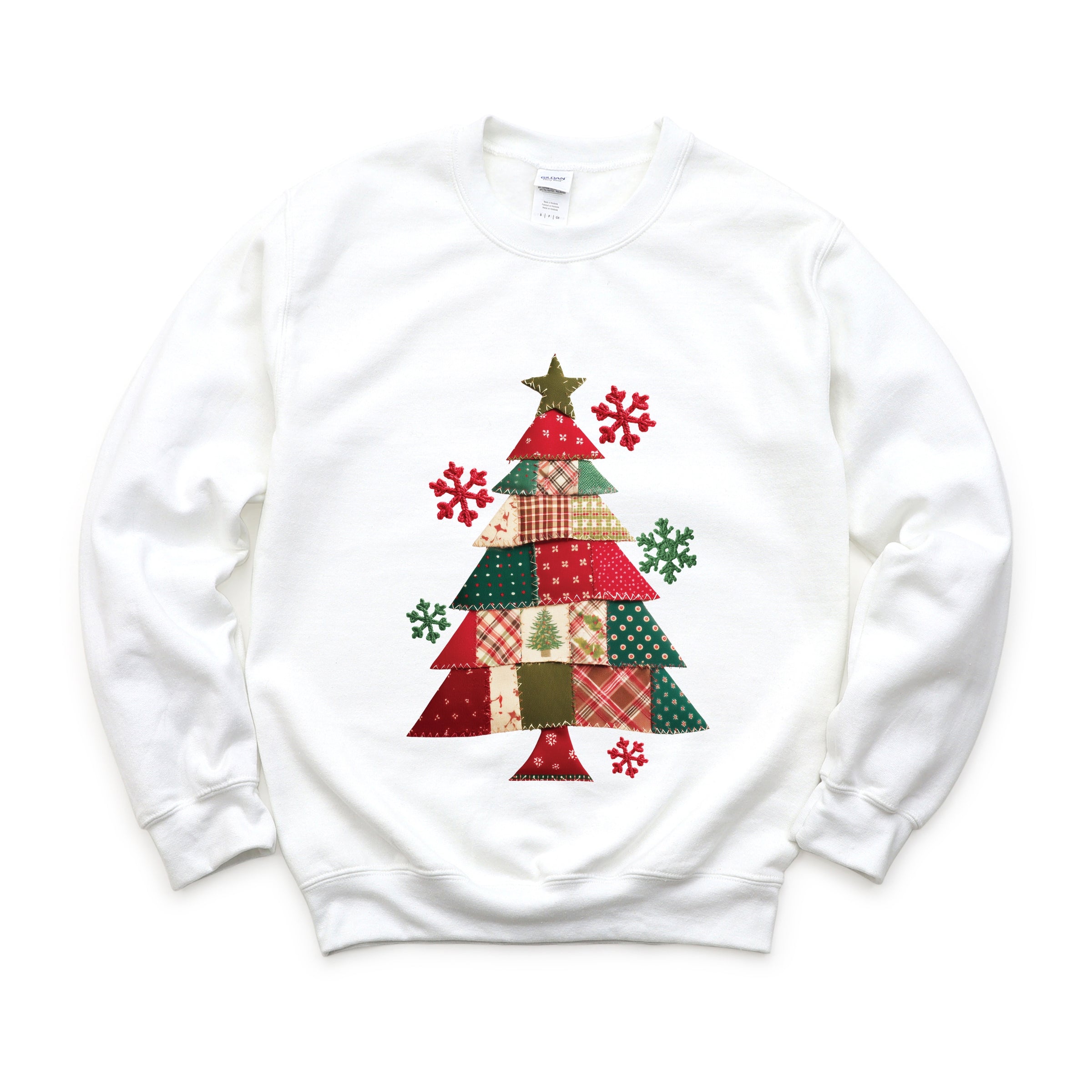 Christmas Tree Patchwork Print - Women's Graphic Sweatshirt