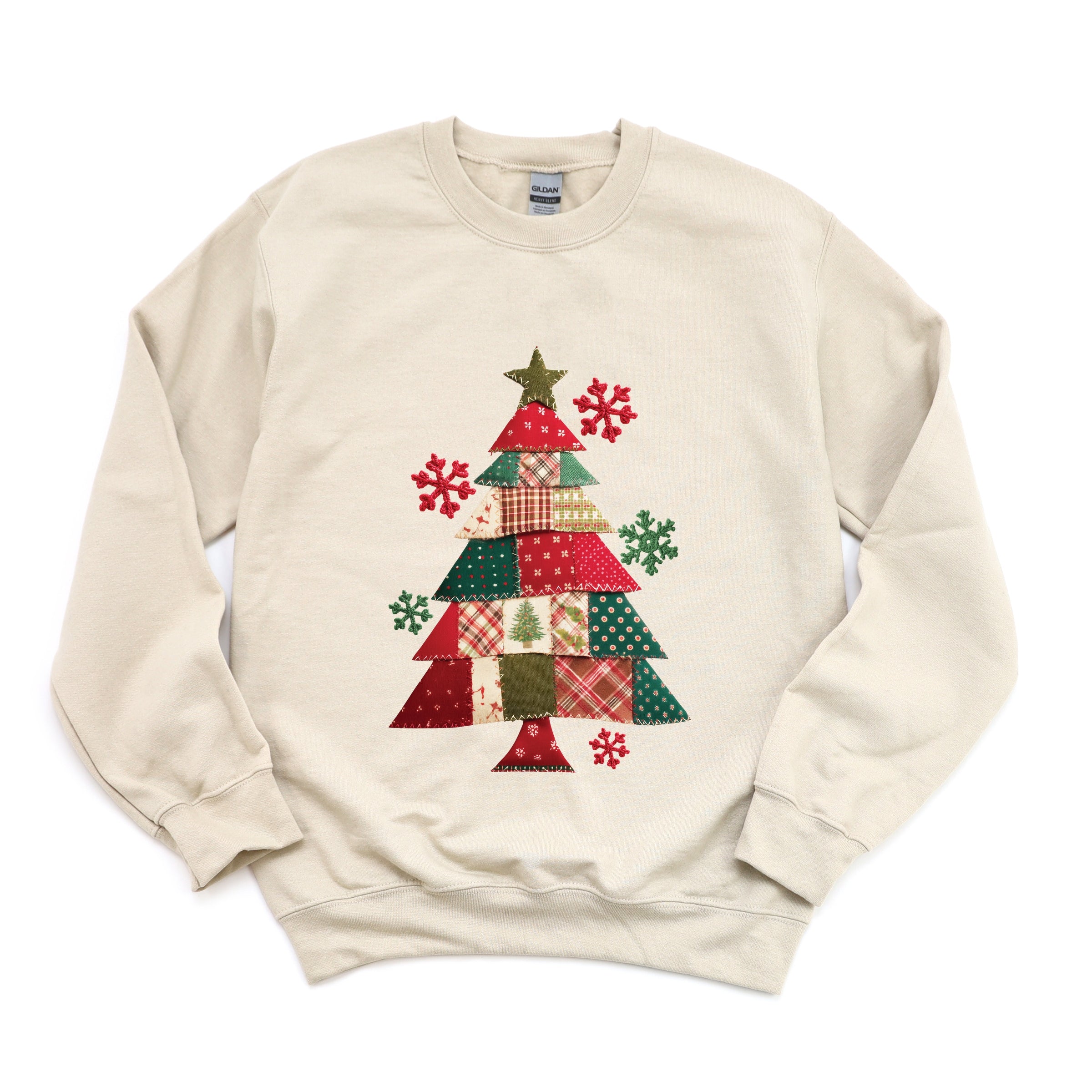 Christmas Tree Patchwork Print - Women's Graphic Sweatshirt