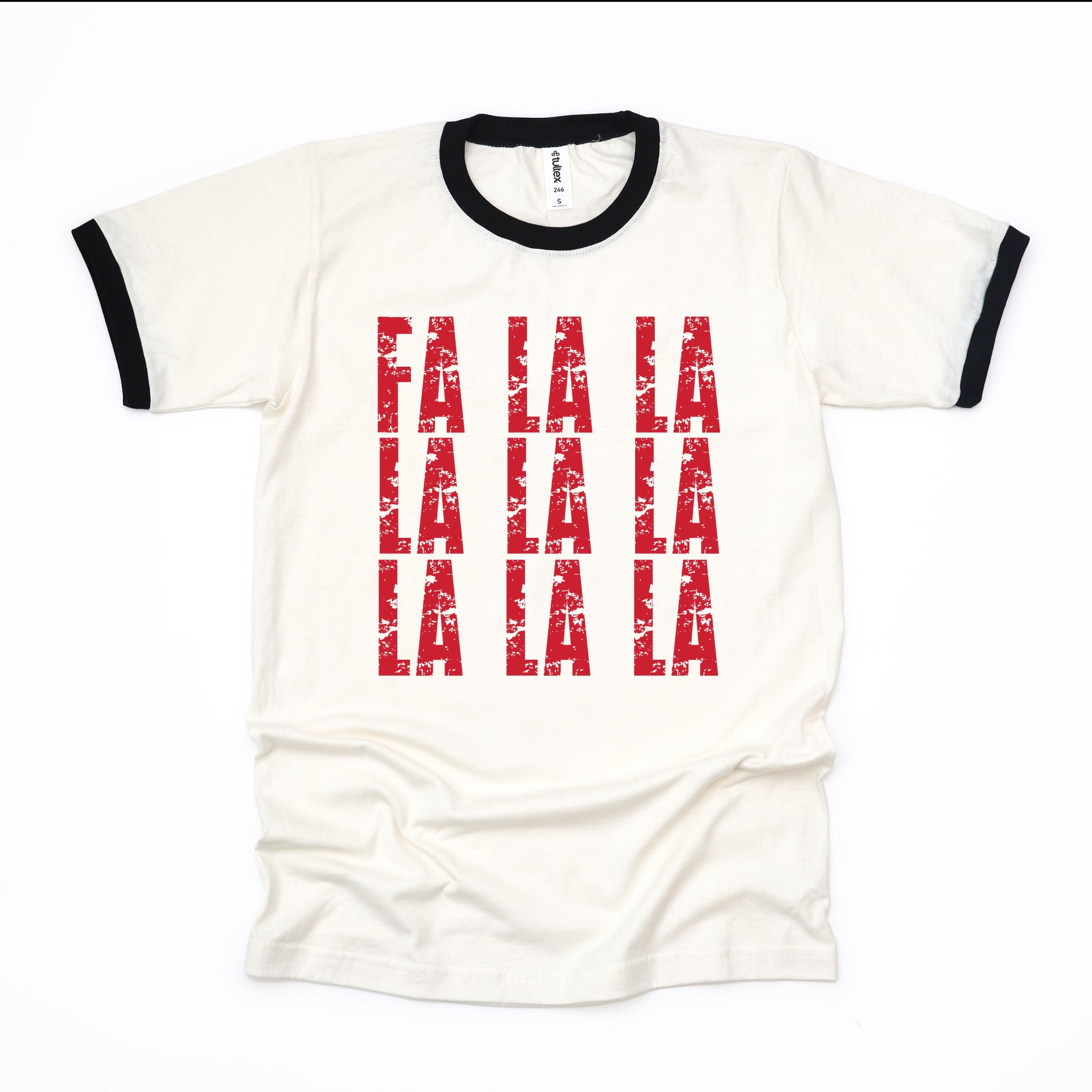 Fa La La Distressed - Women's Ringer Graphic T-Shirt