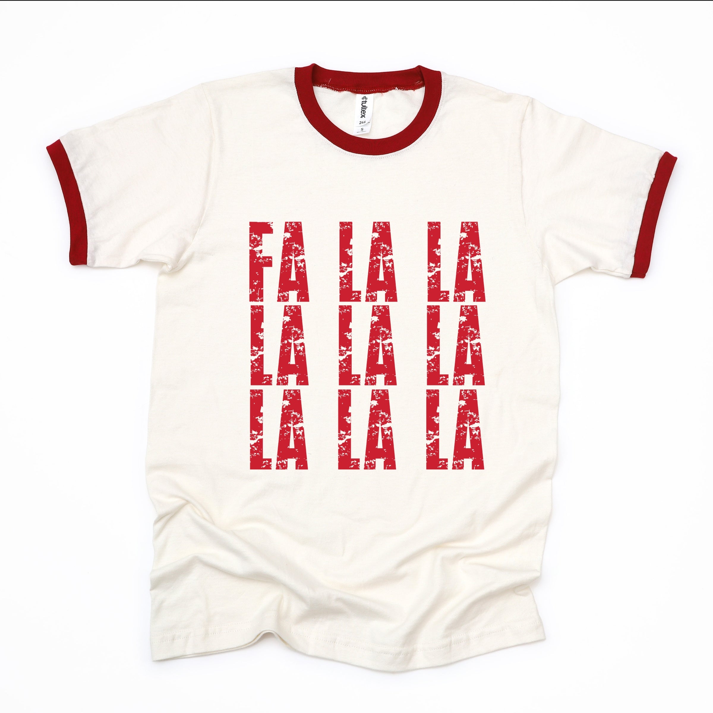 Fa La La Distressed - Women's Ringer Graphic T-Shirt