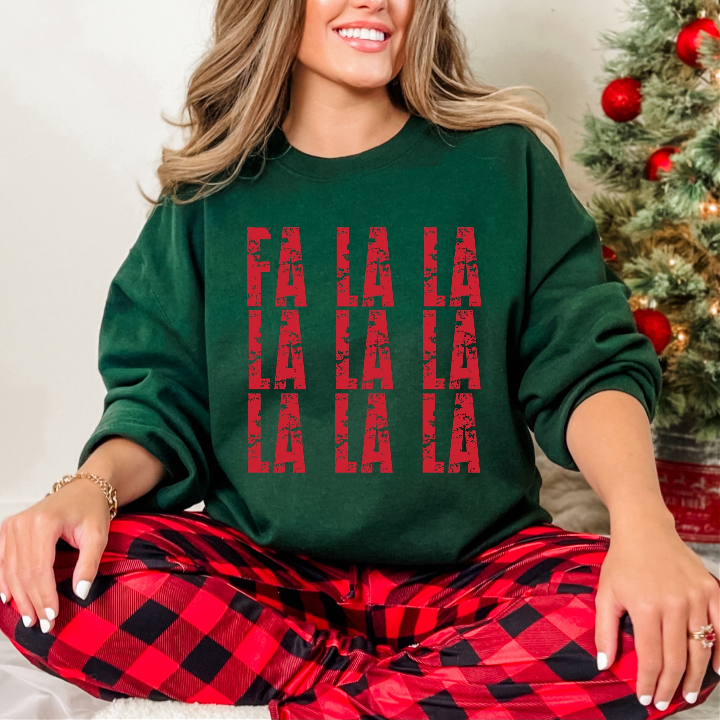 Fa La La Distressed - Women's Graphic Sweatshirt