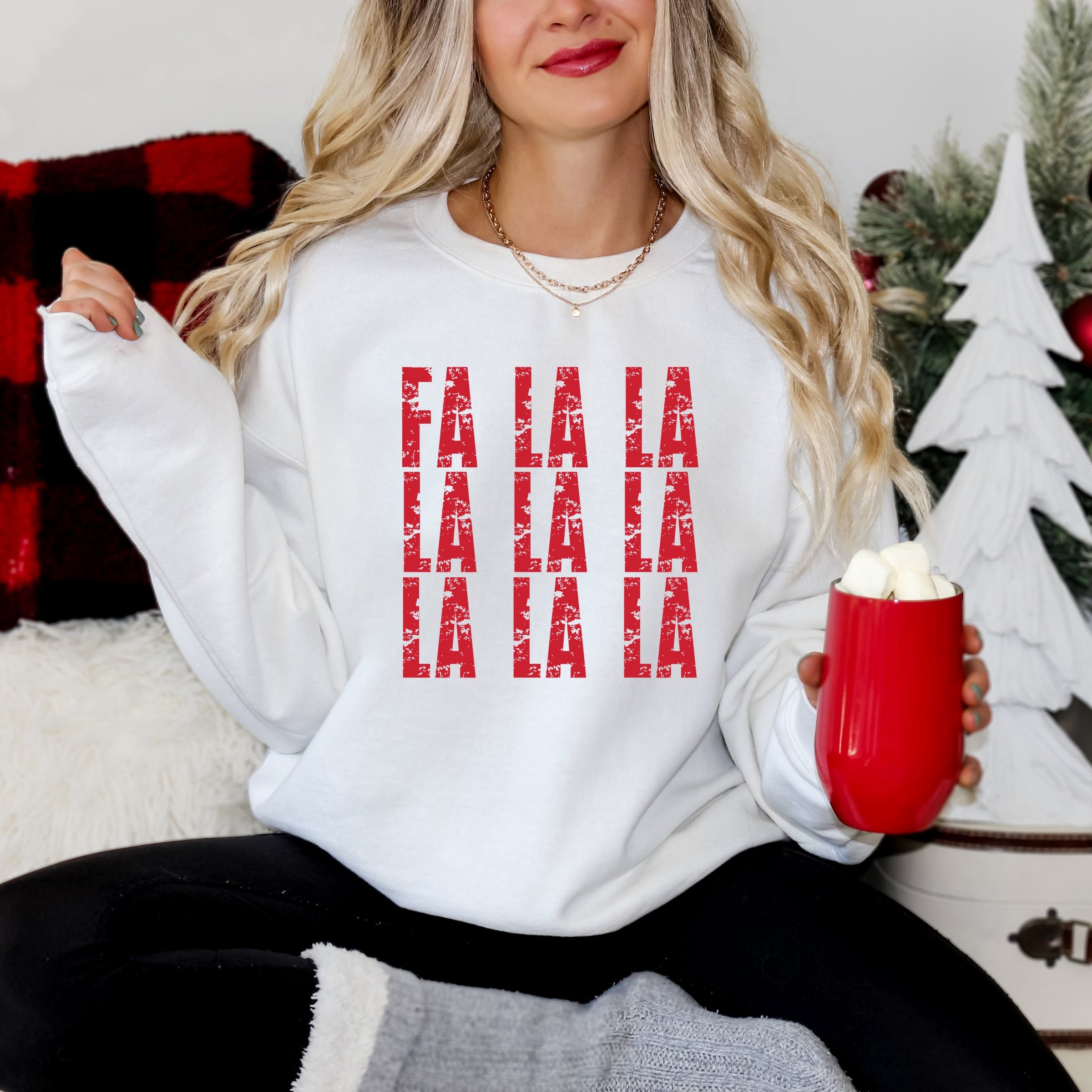 Fa La La Distressed - Women's Graphic Sweatshirt