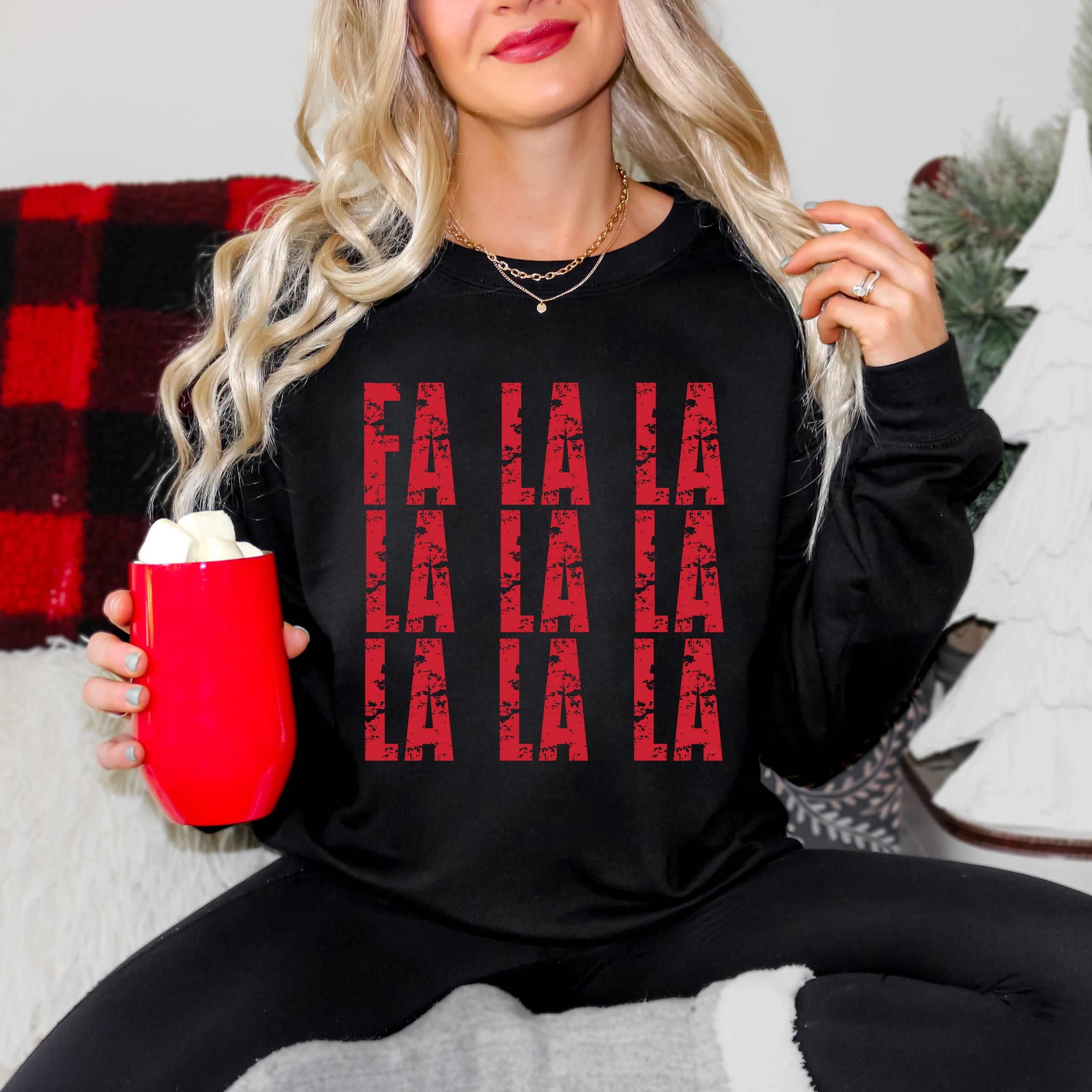 Fa La La Distressed - Women's Graphic Sweatshirt