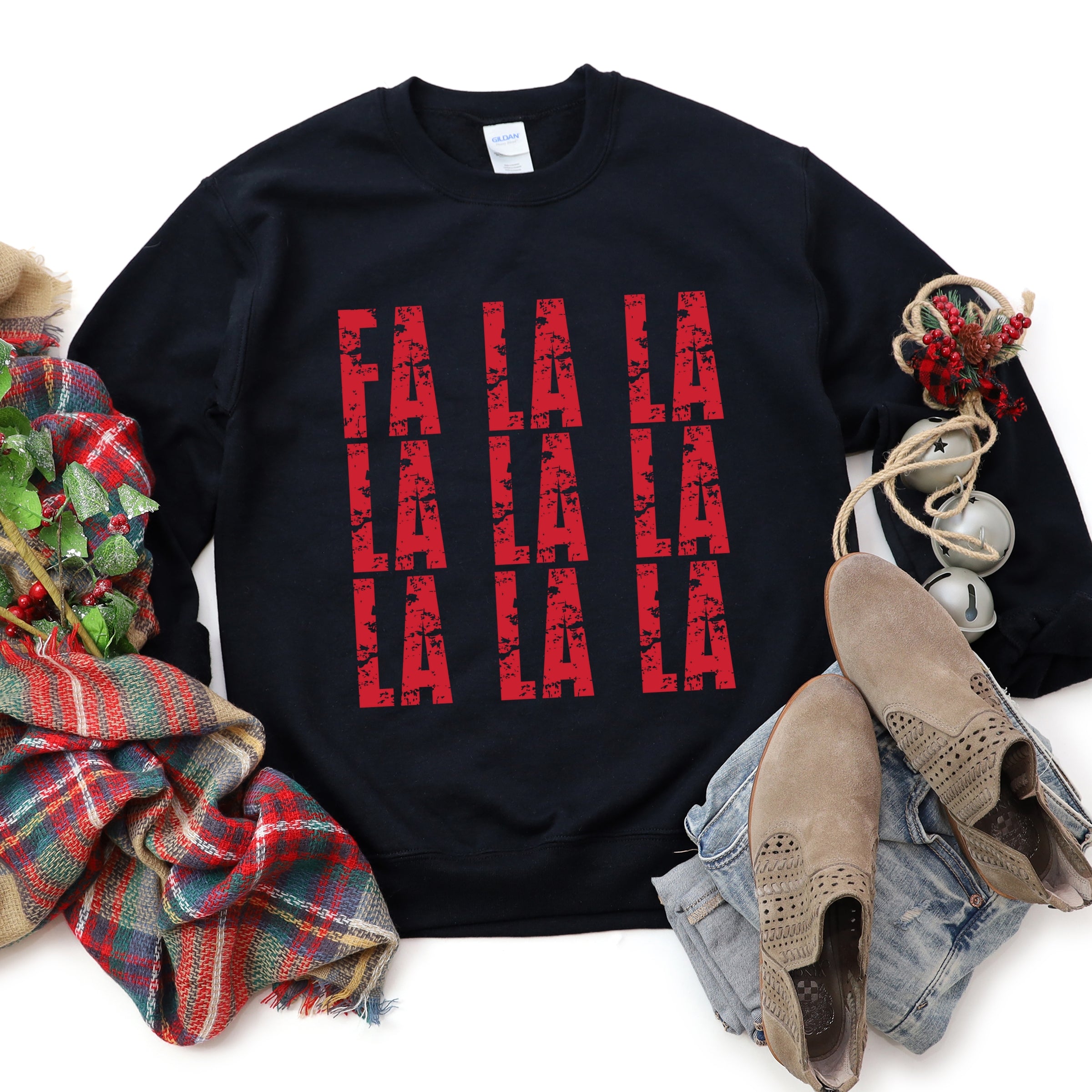 Fa La La Distressed - Women's Graphic Sweatshirt