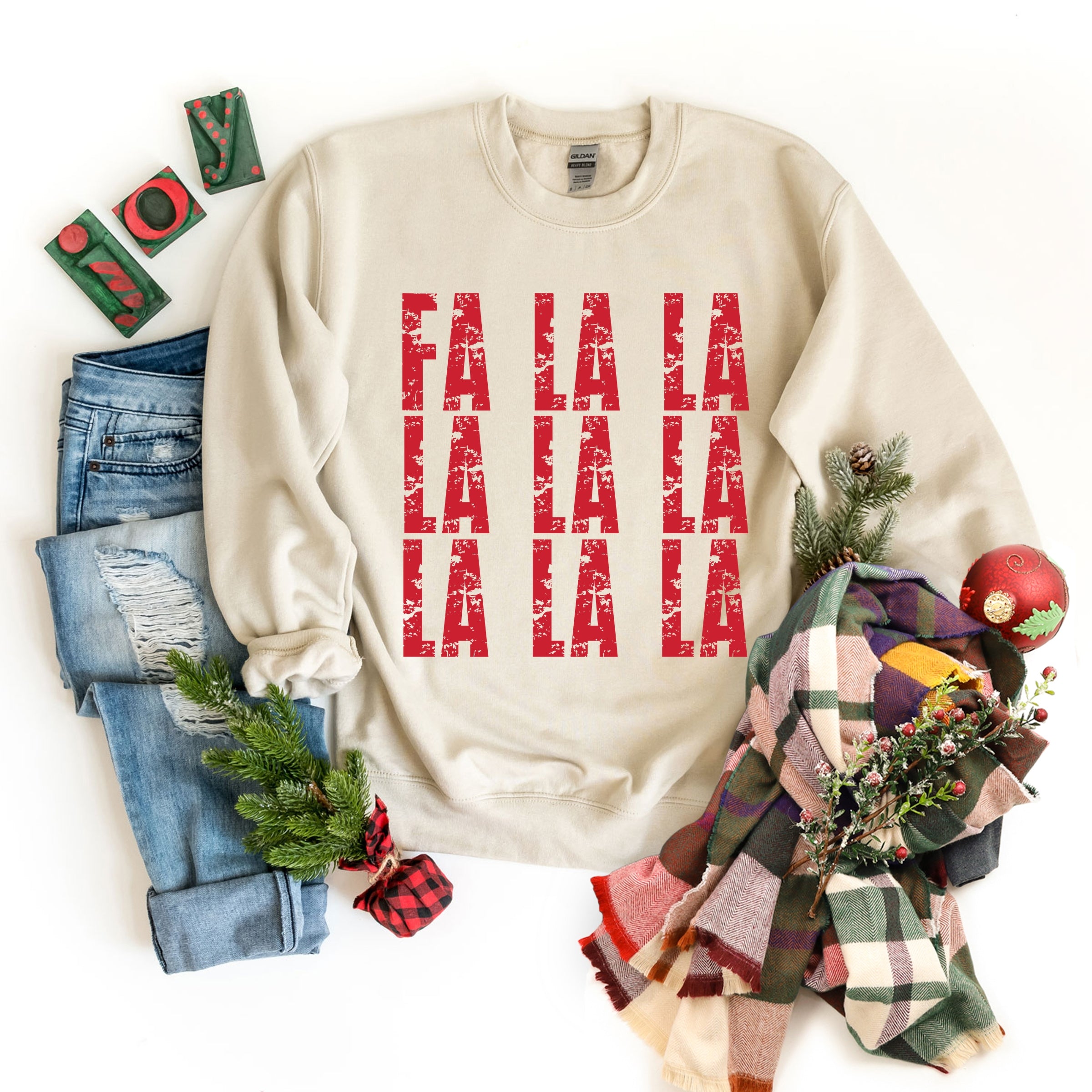 Fa La La Distressed - Women's Graphic Sweatshirt