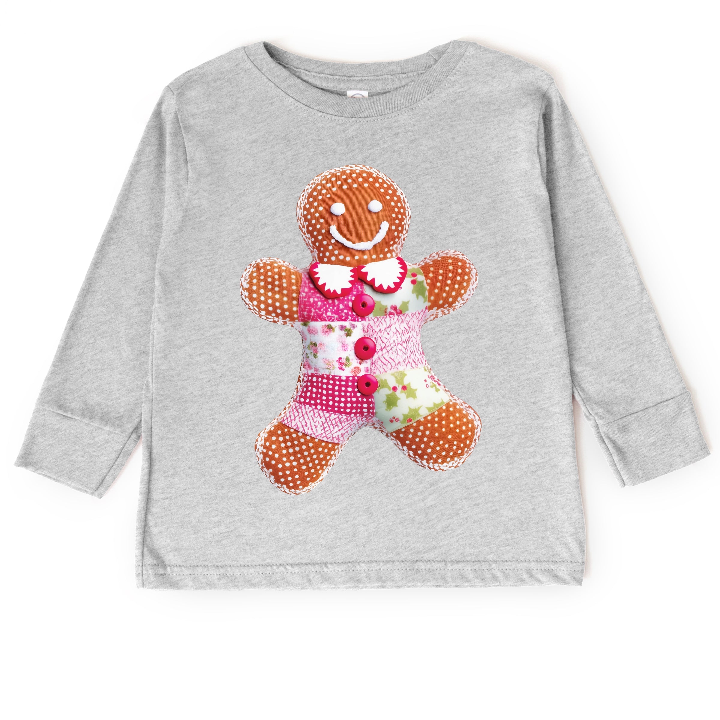 Gingerbread Polka Dot Patchwork Print - Toddler Long Sleeve Graphic Tee