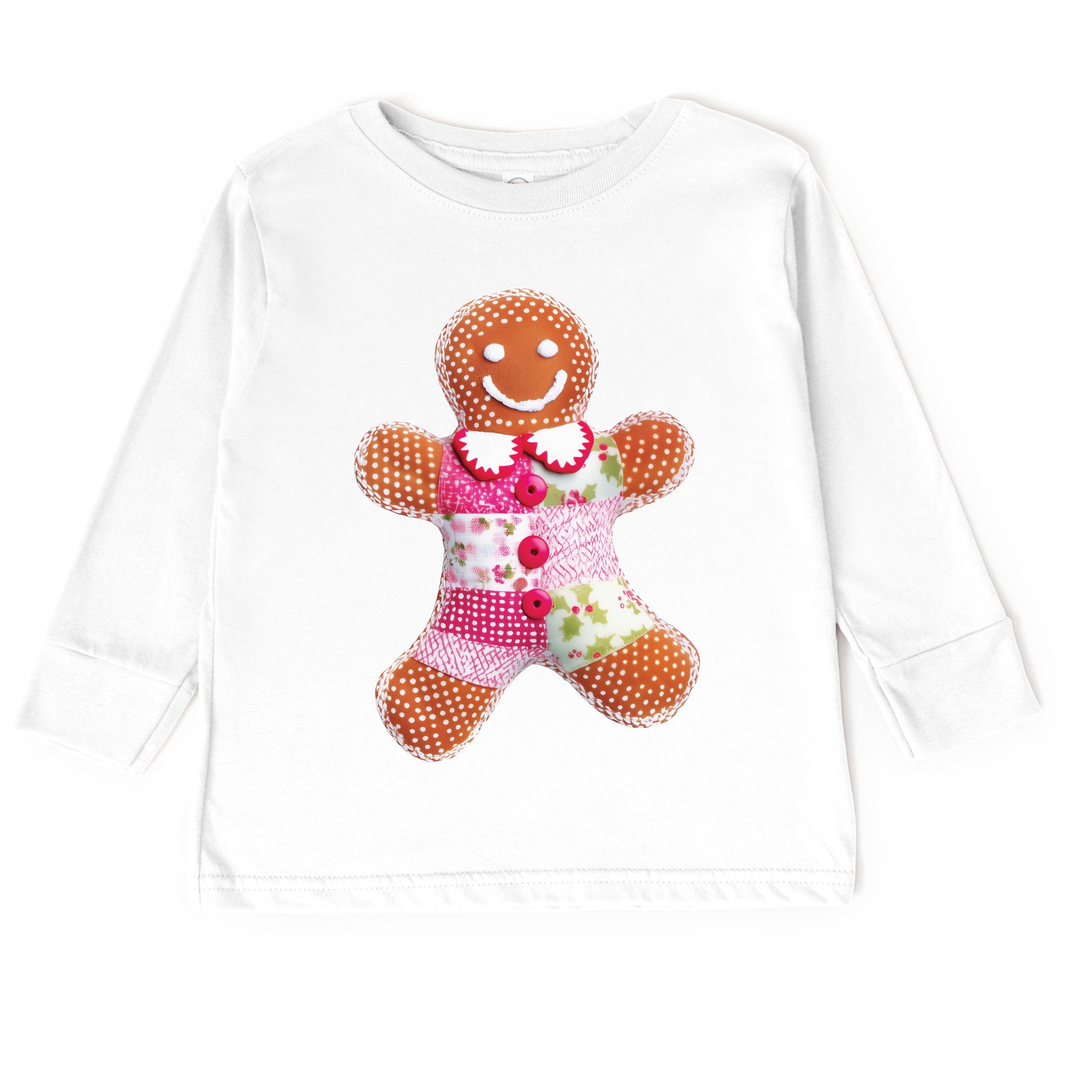 Gingerbread Polka Dot Patchwork Print - Toddler Long Sleeve Graphic Tee