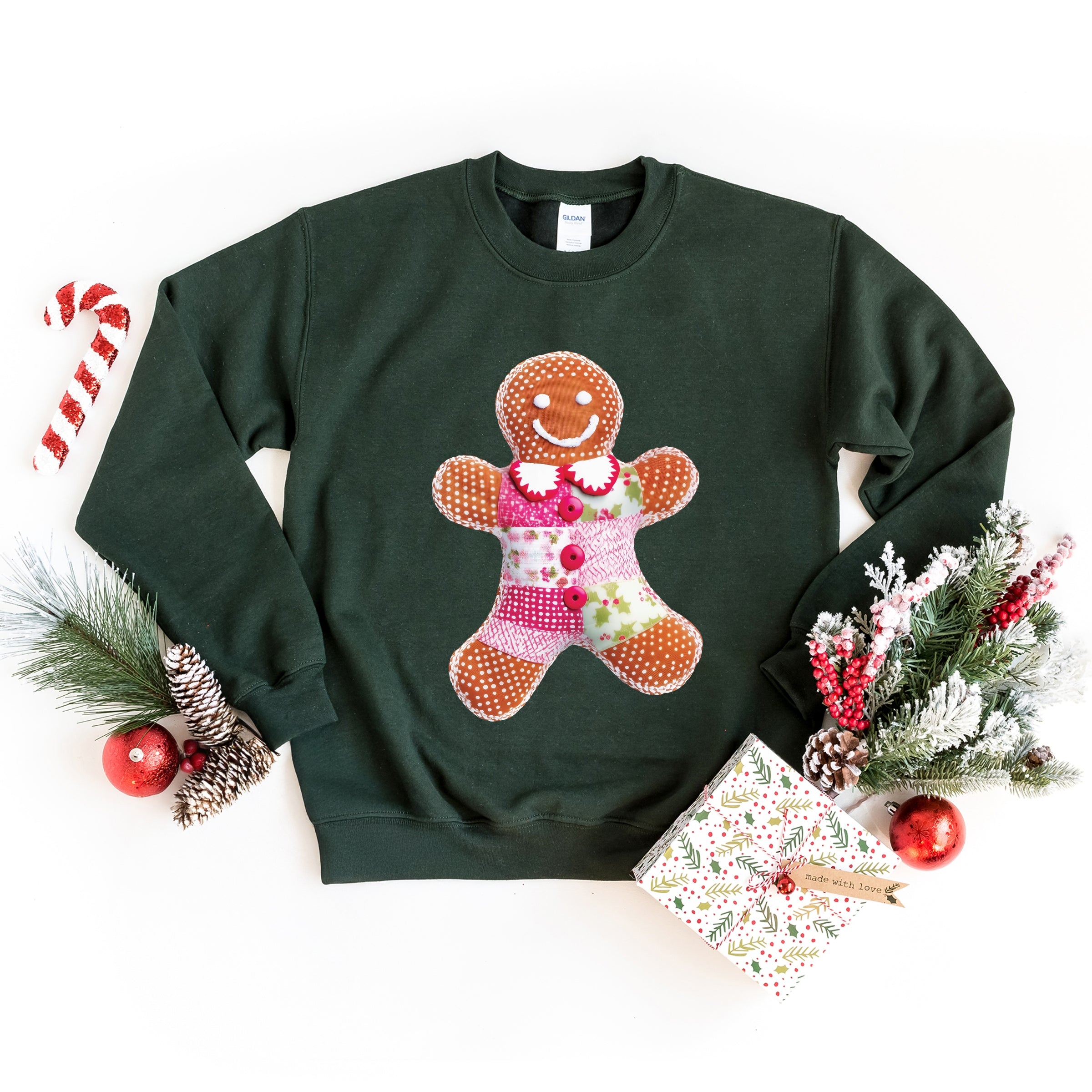 Gingerbread Polka Dot Patchwork Print - Women's Graphic Sweatshirt