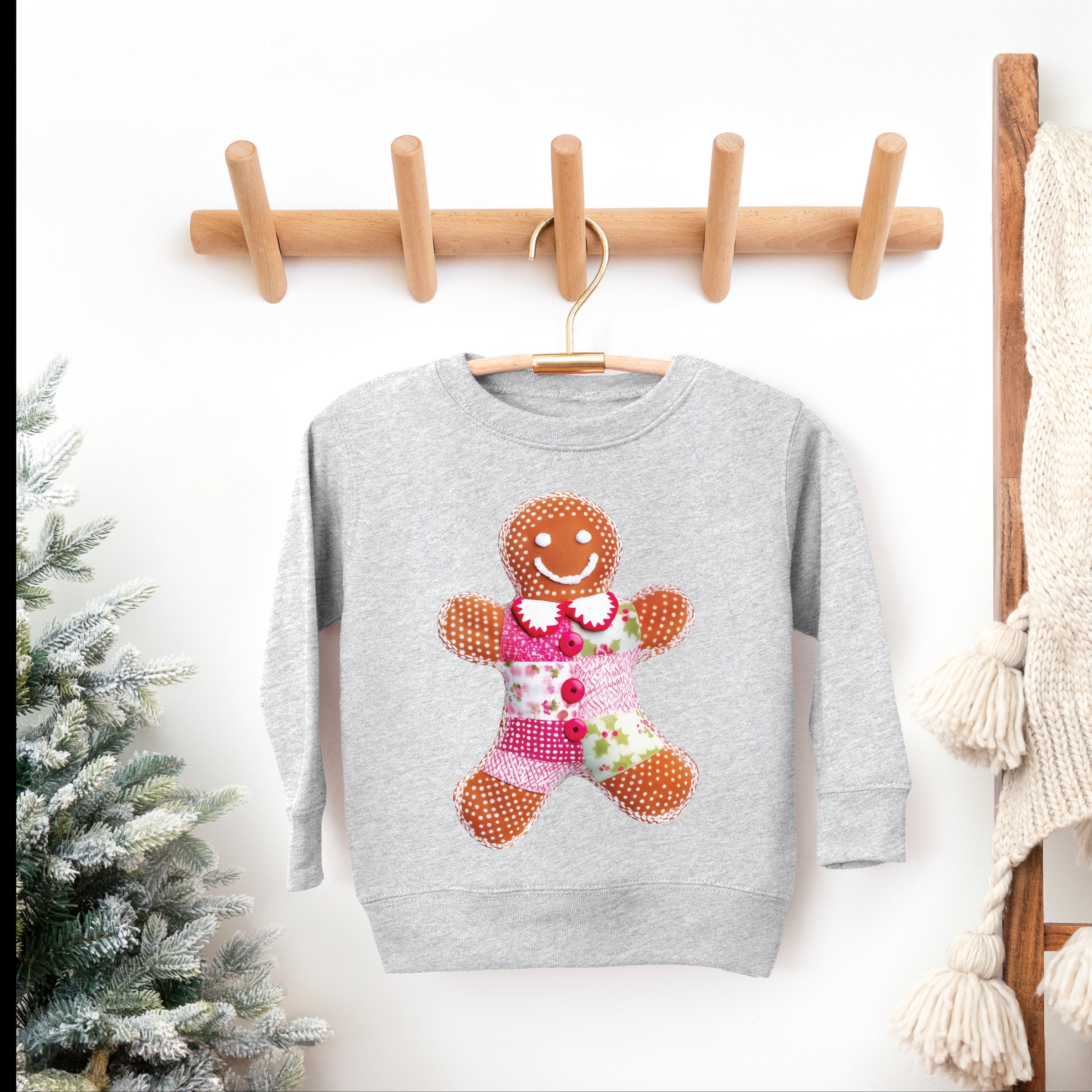 Gingerbread Polka Dot Patchwork Print - Toddler Graphic Sweatshirt
