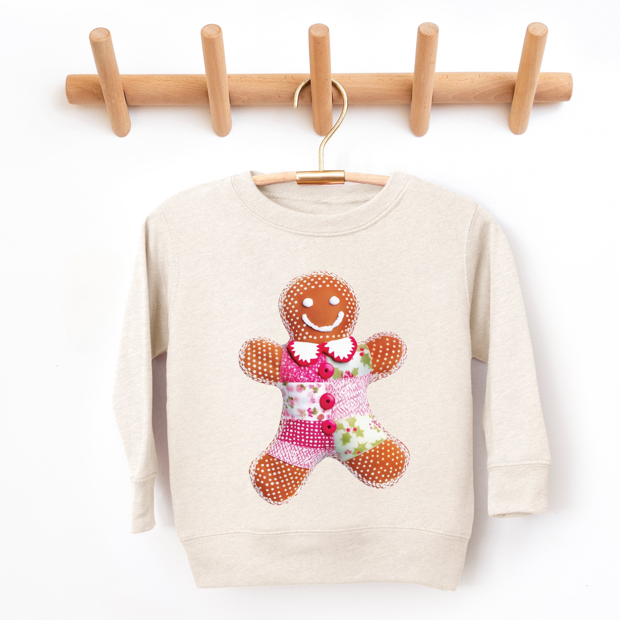 Gingerbread Polka Dot Patchwork Print - Toddler Graphic Sweatshirt