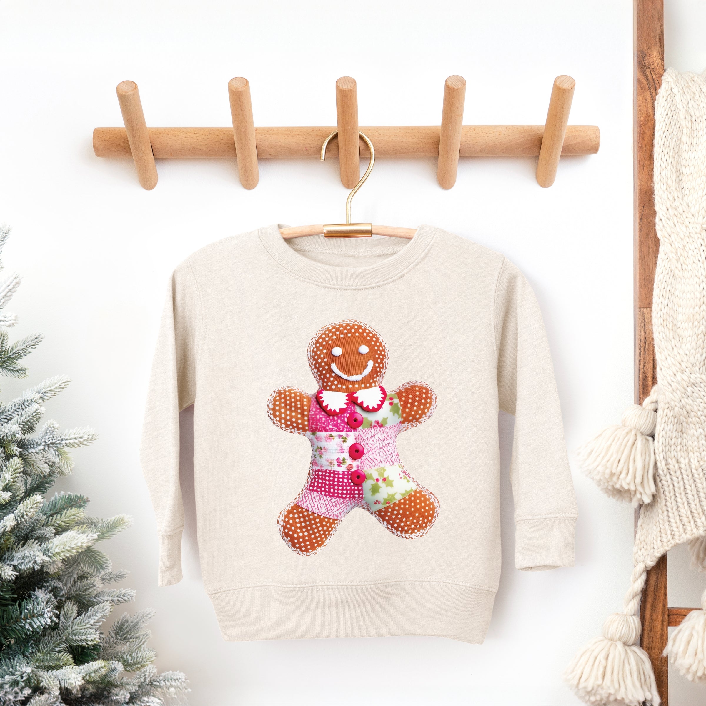 Gingerbread Polka Dot Patchwork Print - Toddler Graphic Sweatshirt