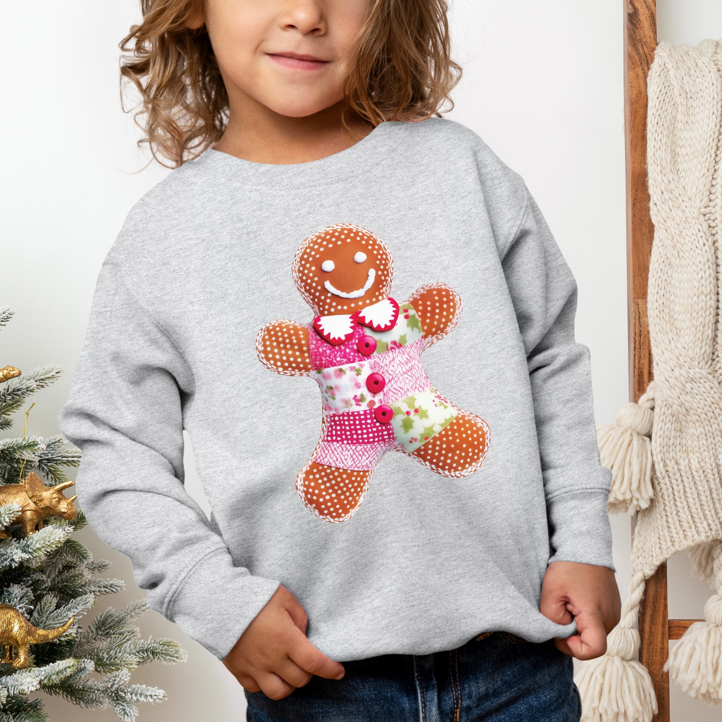Gingerbread Polka Dot Patchwork Print - Toddler Graphic Sweatshirt