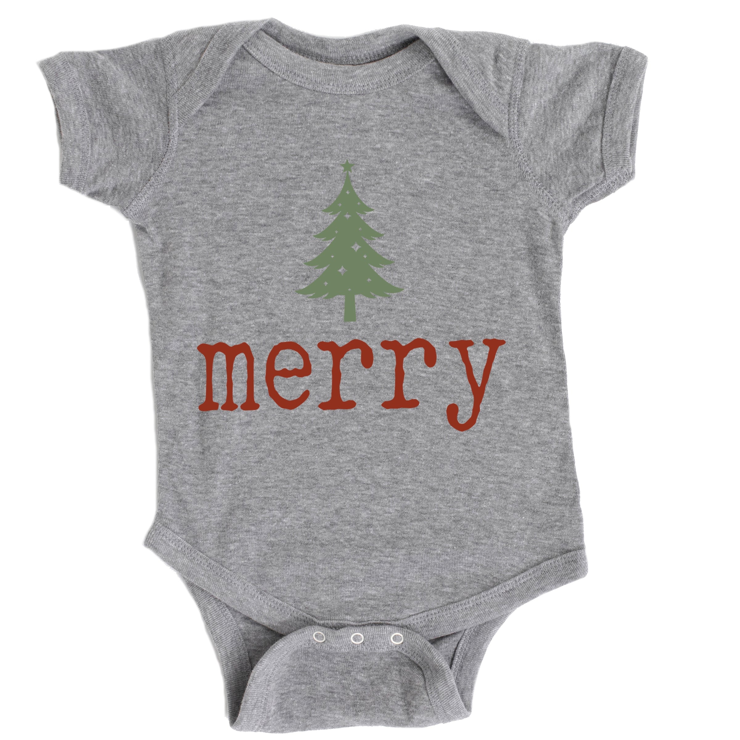 Merry Christmas Tree Stars - Baby Short Sleeve Graphic Bodysuit
