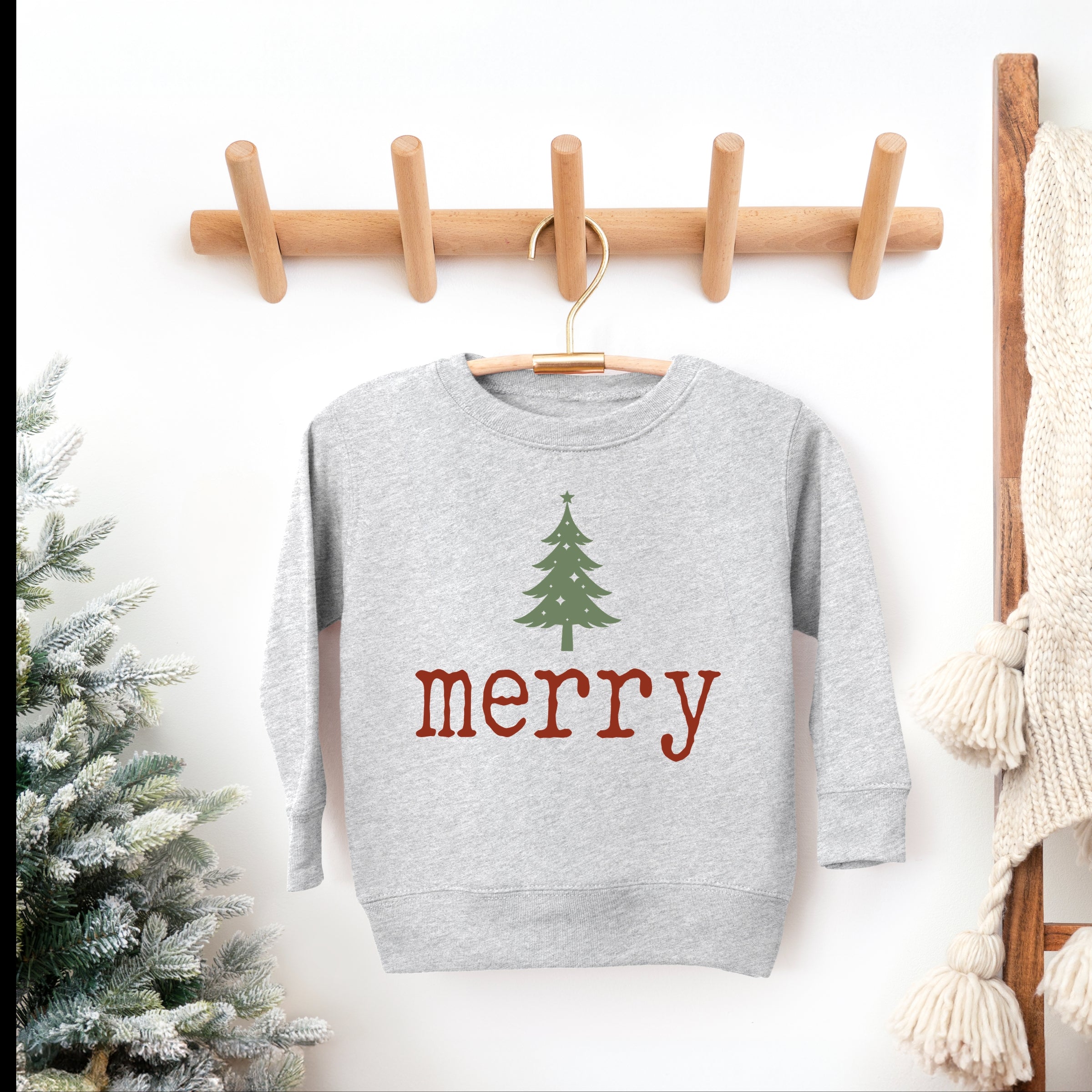 Merry Christmas Tree Stars - Toddler Graphic Sweatshirt