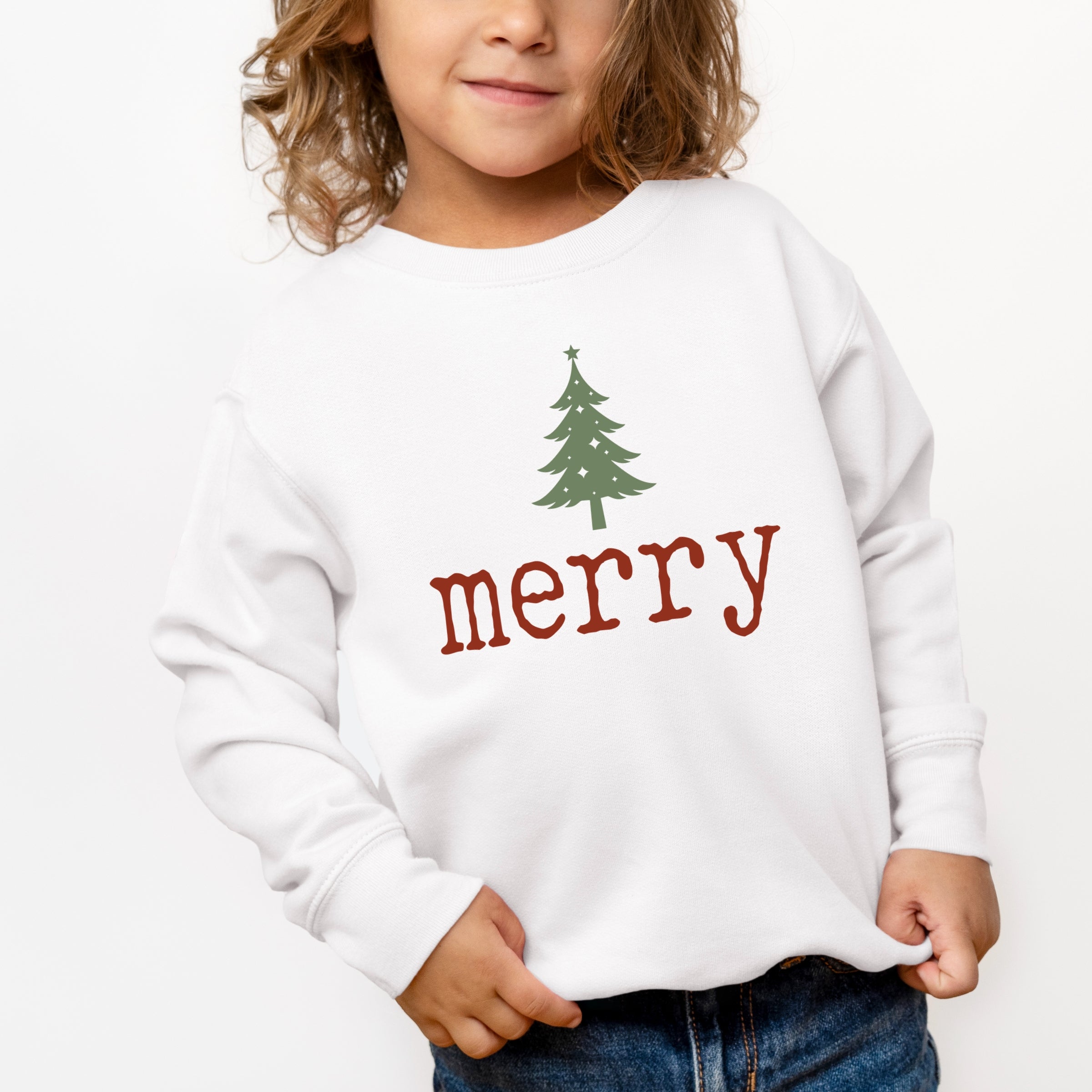 Merry Christmas Tree Stars - Toddler Graphic Sweatshirt