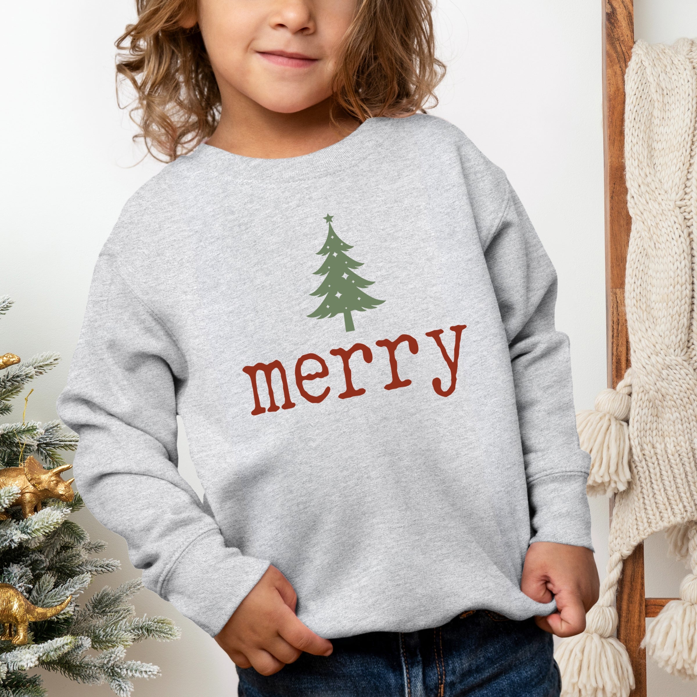 Merry Christmas Tree Stars - Toddler Graphic Sweatshirt