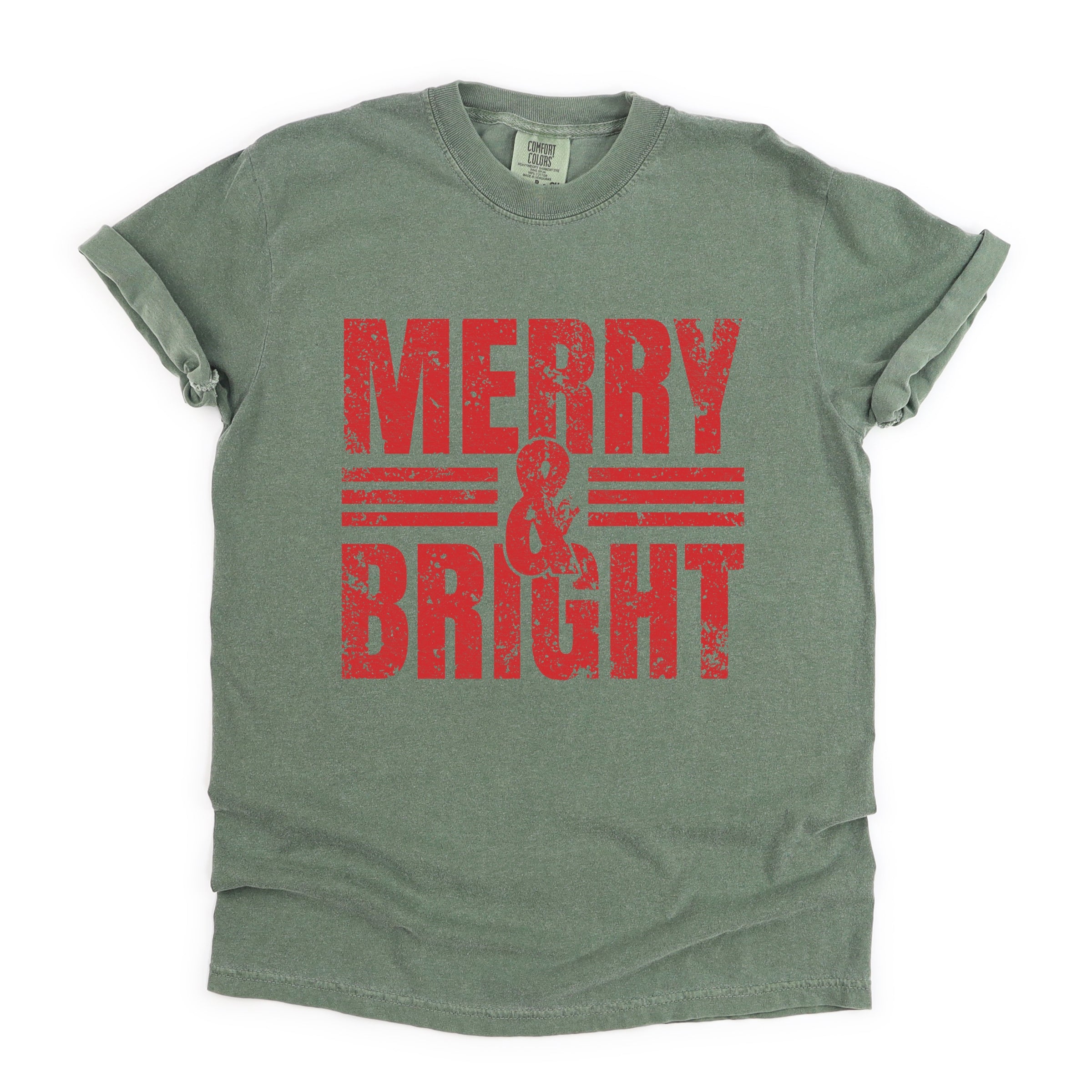 Merry & Bright Distressed - Women's Garment Dyed Graphic T-Shirt