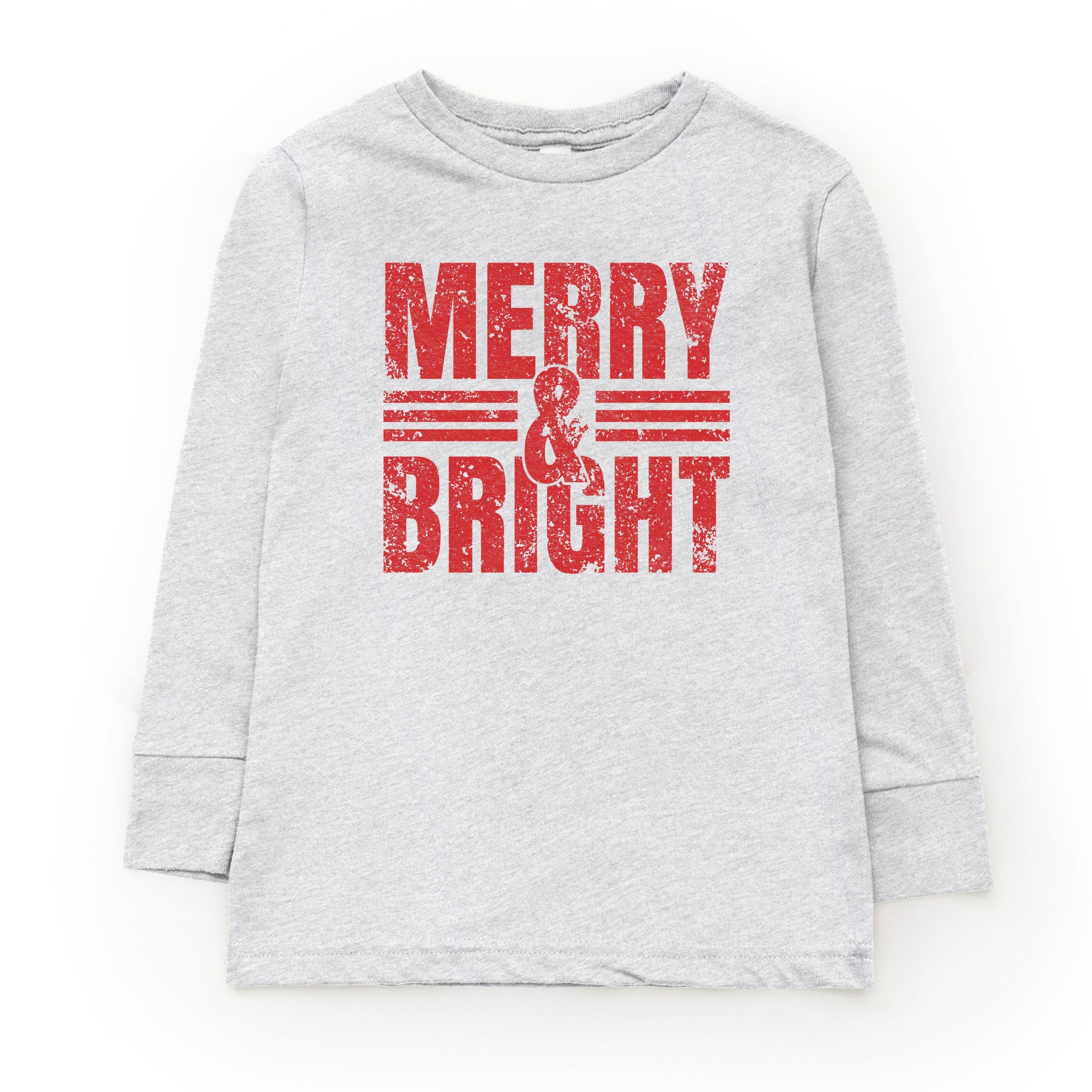 Merry & Bright Distressed - Youth Long Sleeve Graphic T-Shirt