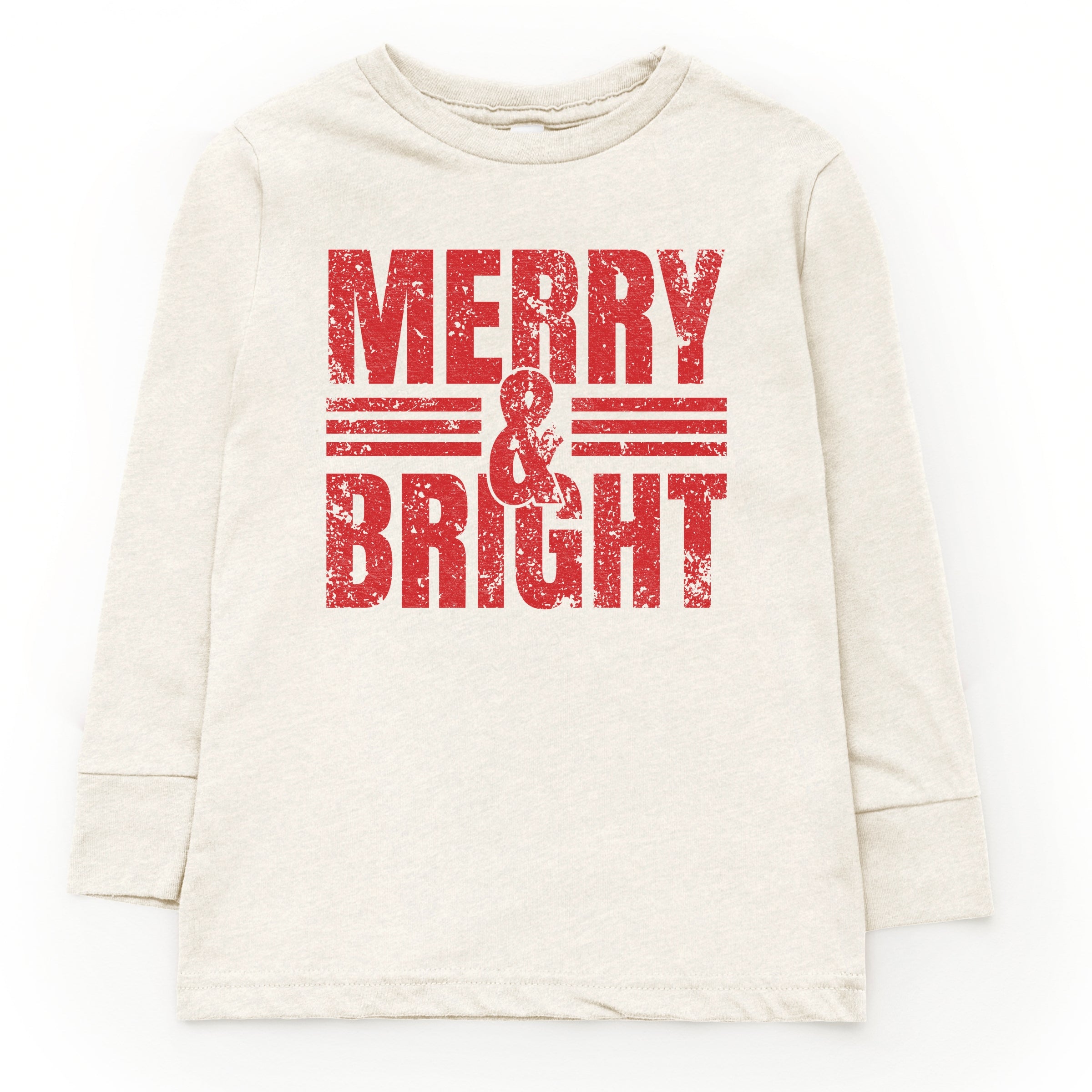 Merry & Bright Distressed - Youth Long Sleeve Graphic T-Shirt