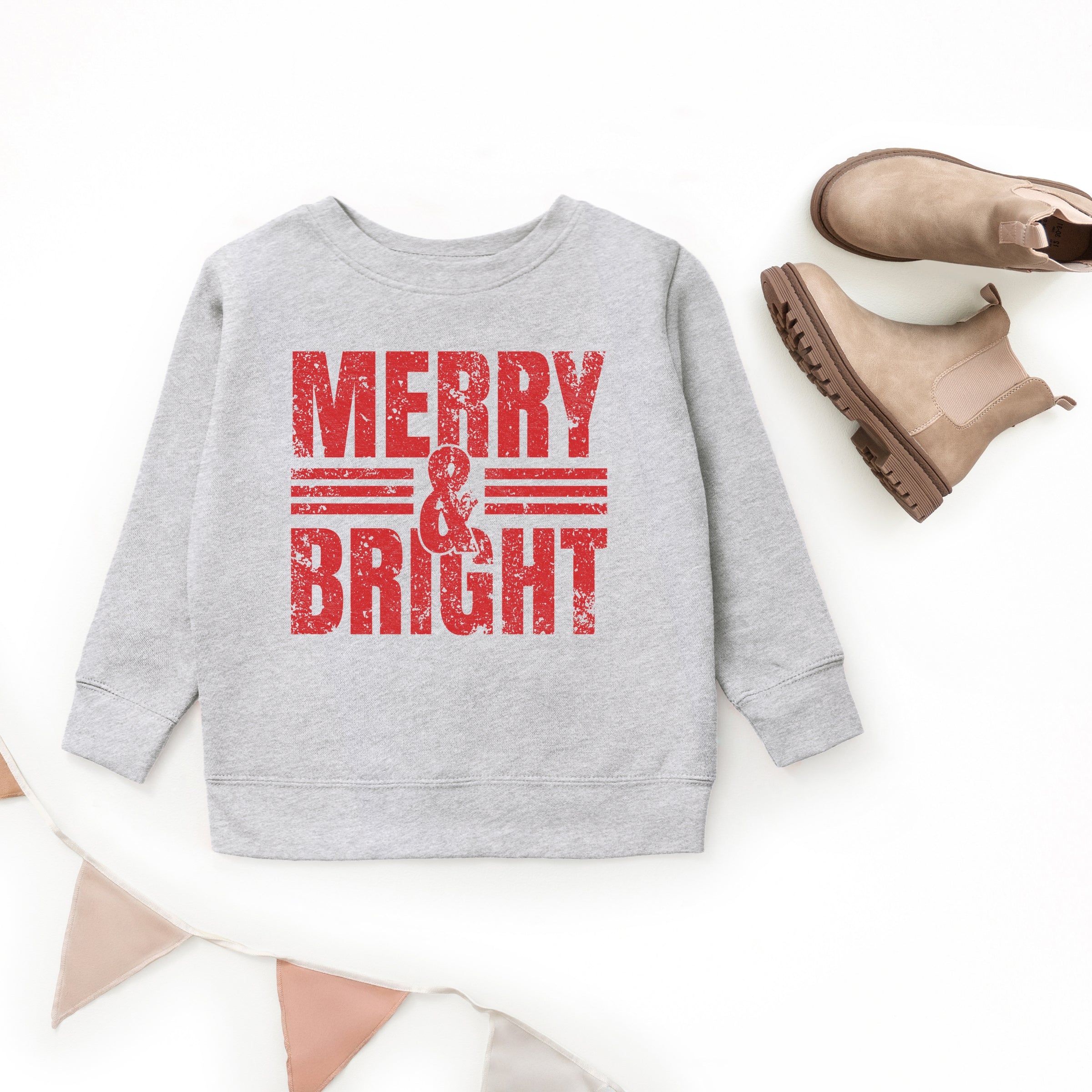 Merry & Bright Distressed - Youth Graphic Sweatshirt