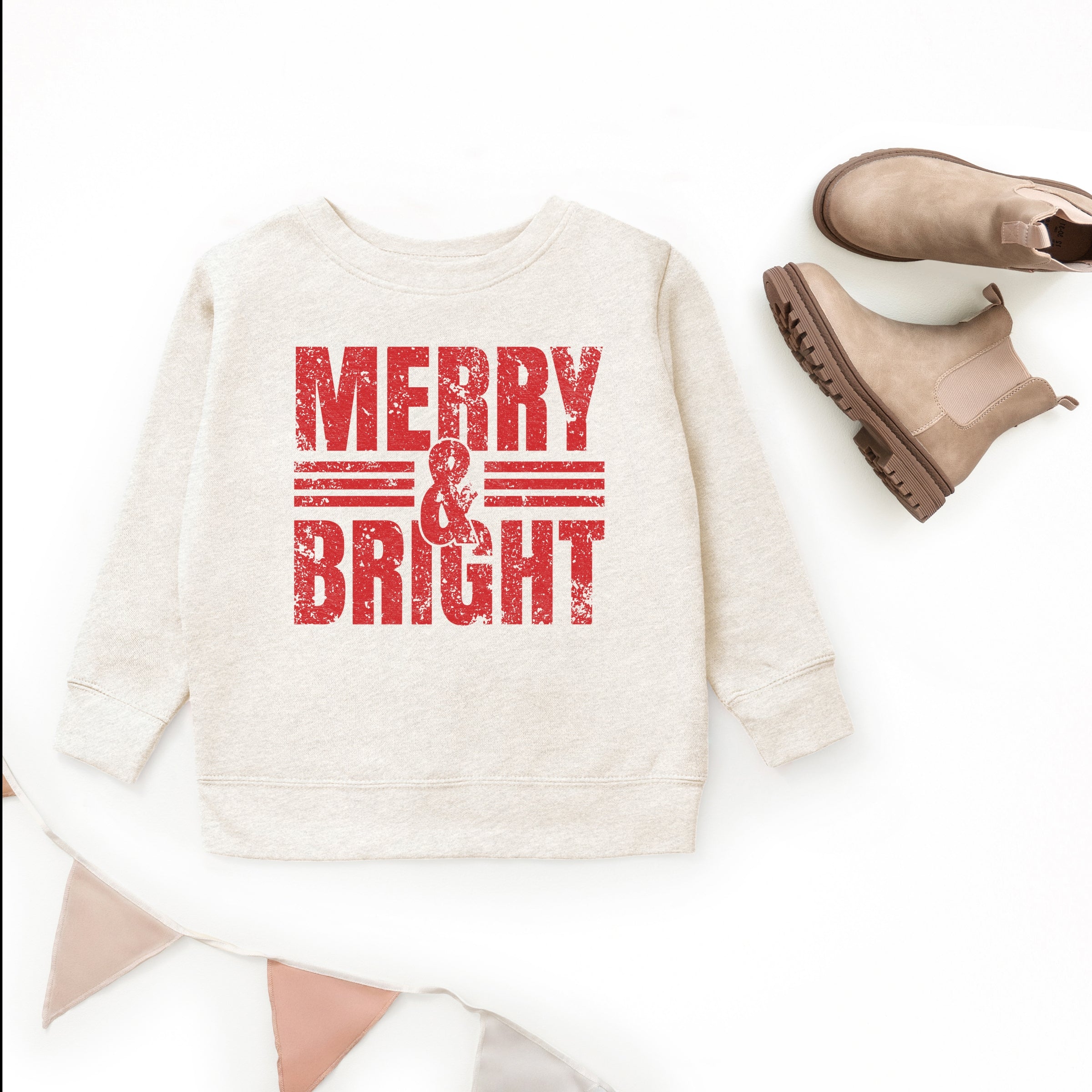 Merry & Bright Distressed - Youth Graphic Sweatshirt