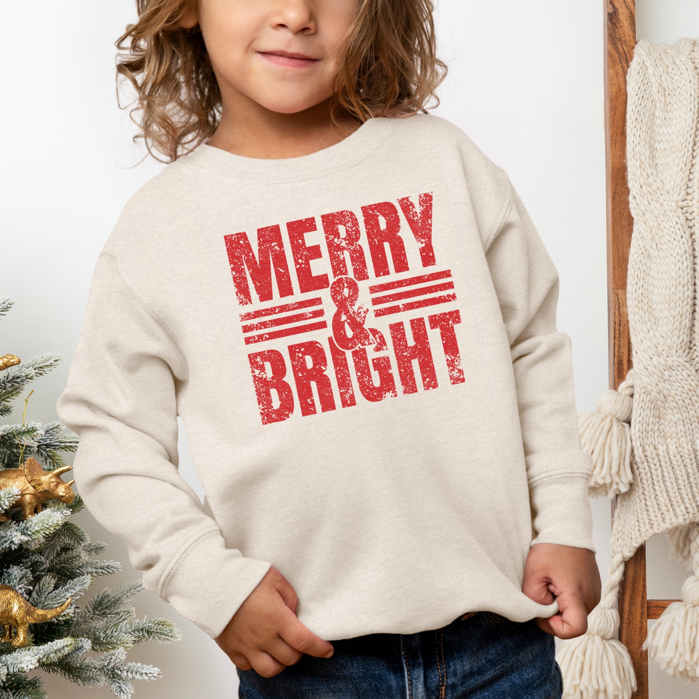 Merry & Bright Distressed - Toddler Graphic Sweatshirt