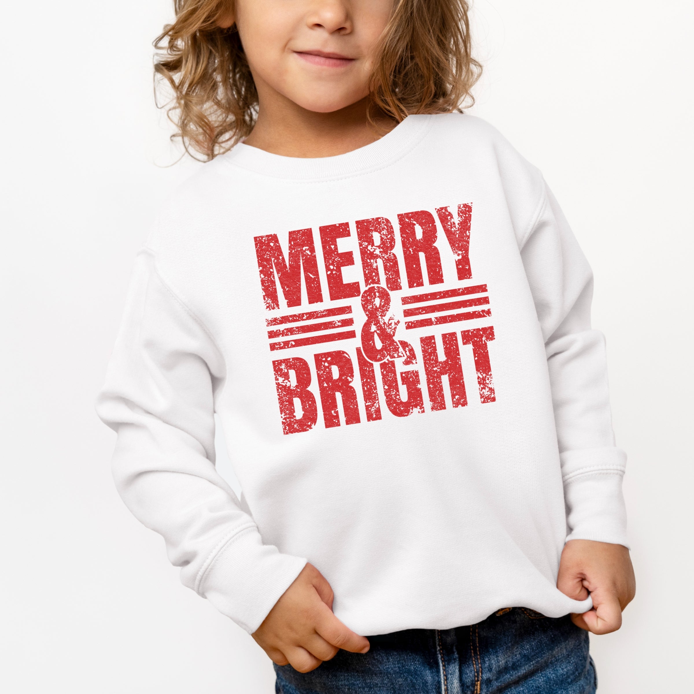 Merry & Bright Distressed - Toddler Graphic Sweatshirt