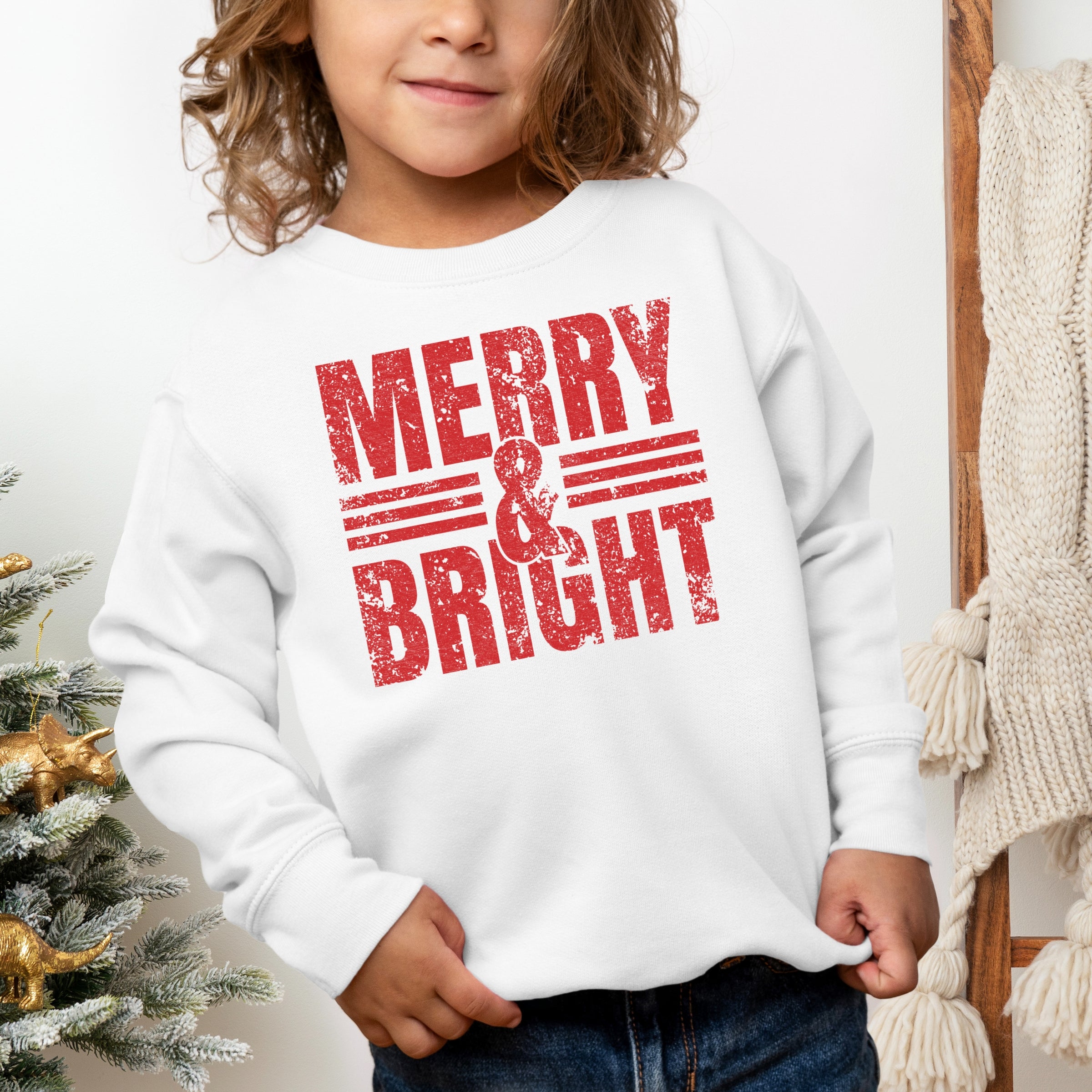 Merry & Bright Distressed - Toddler Graphic Sweatshirt