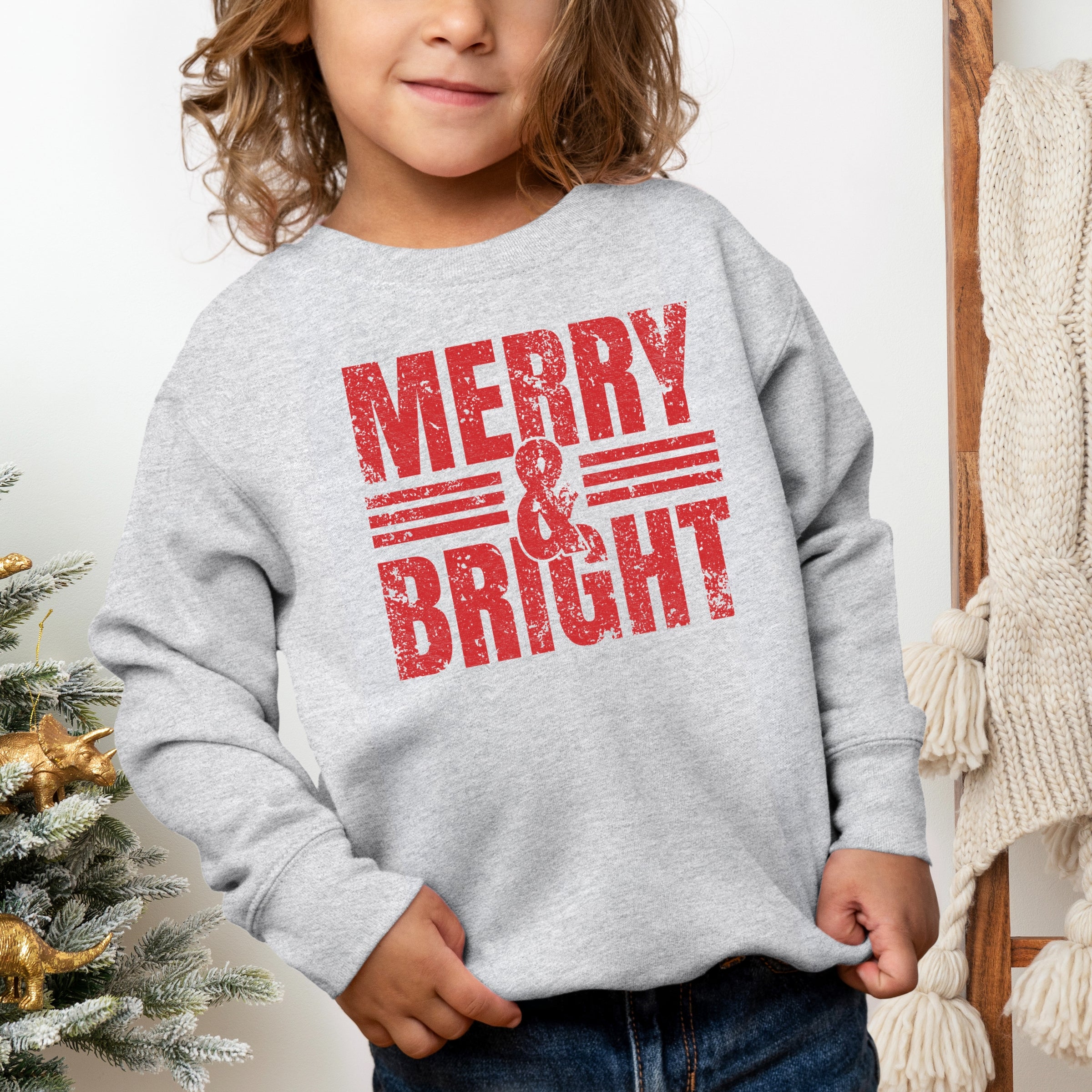 Merry & Bright Distressed - Toddler Graphic Sweatshirt