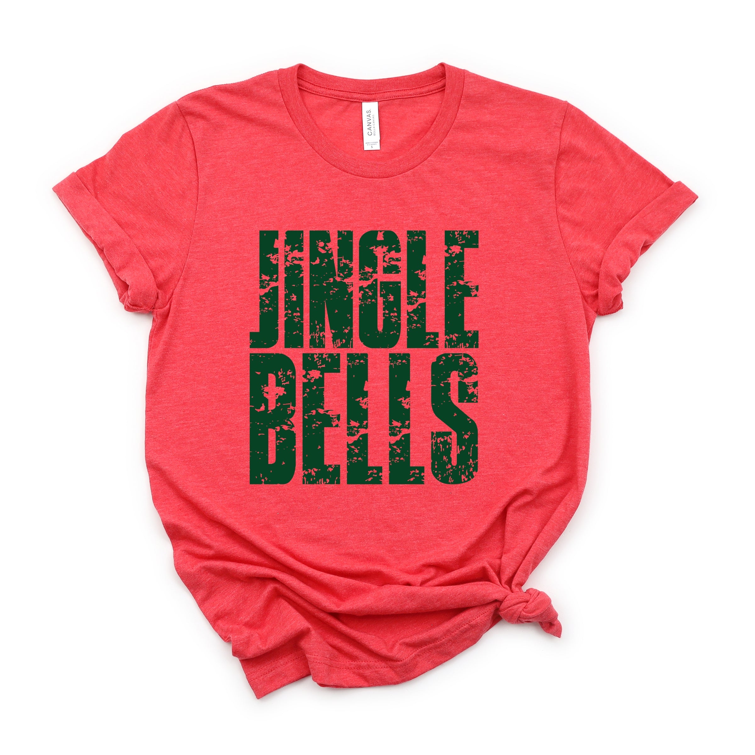 Jingle Bells Block Distressed - Womens Short Sleeve Graphic T-Shirt