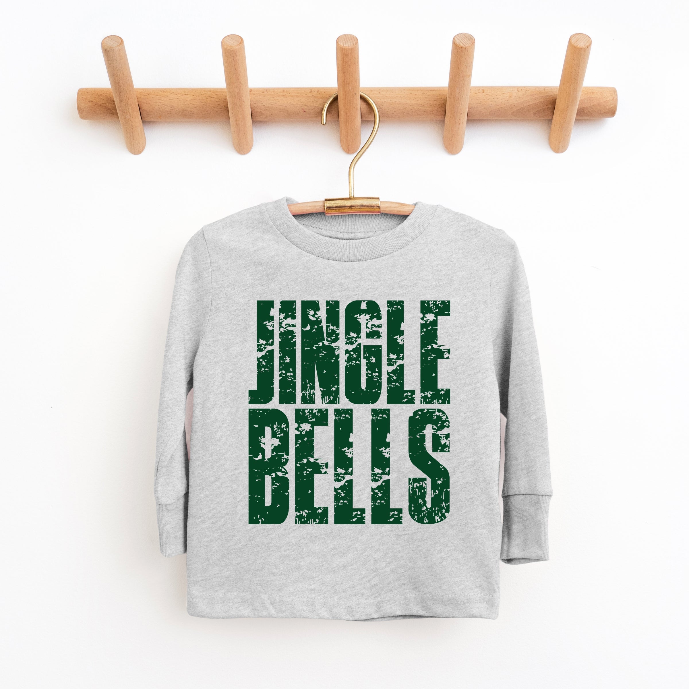 Jingle Bells Block Distressed - Youth Long Sleeve Graphic T-Shirt