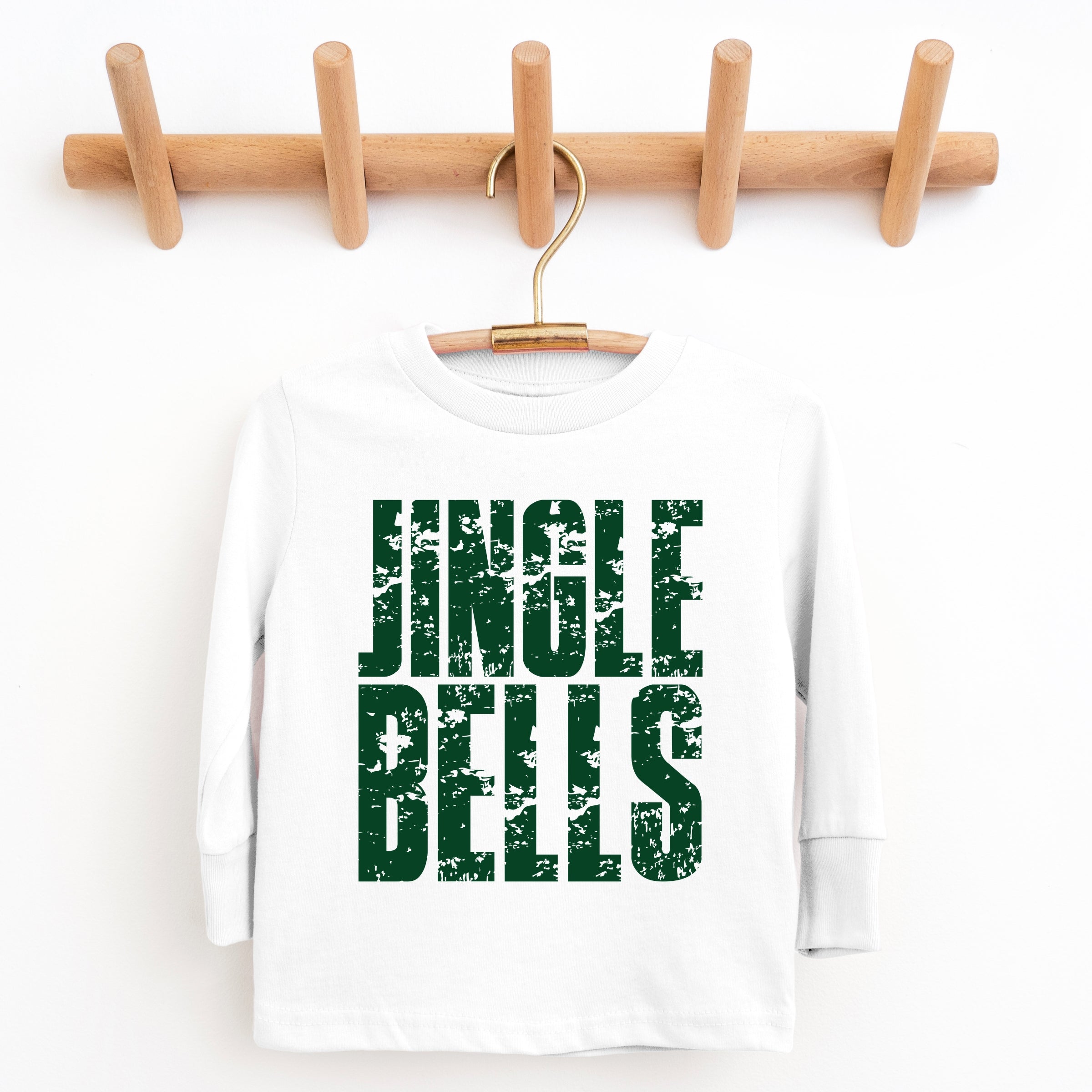 Jingle Bells Block Distressed - Youth Long Sleeve Graphic T-Shirt