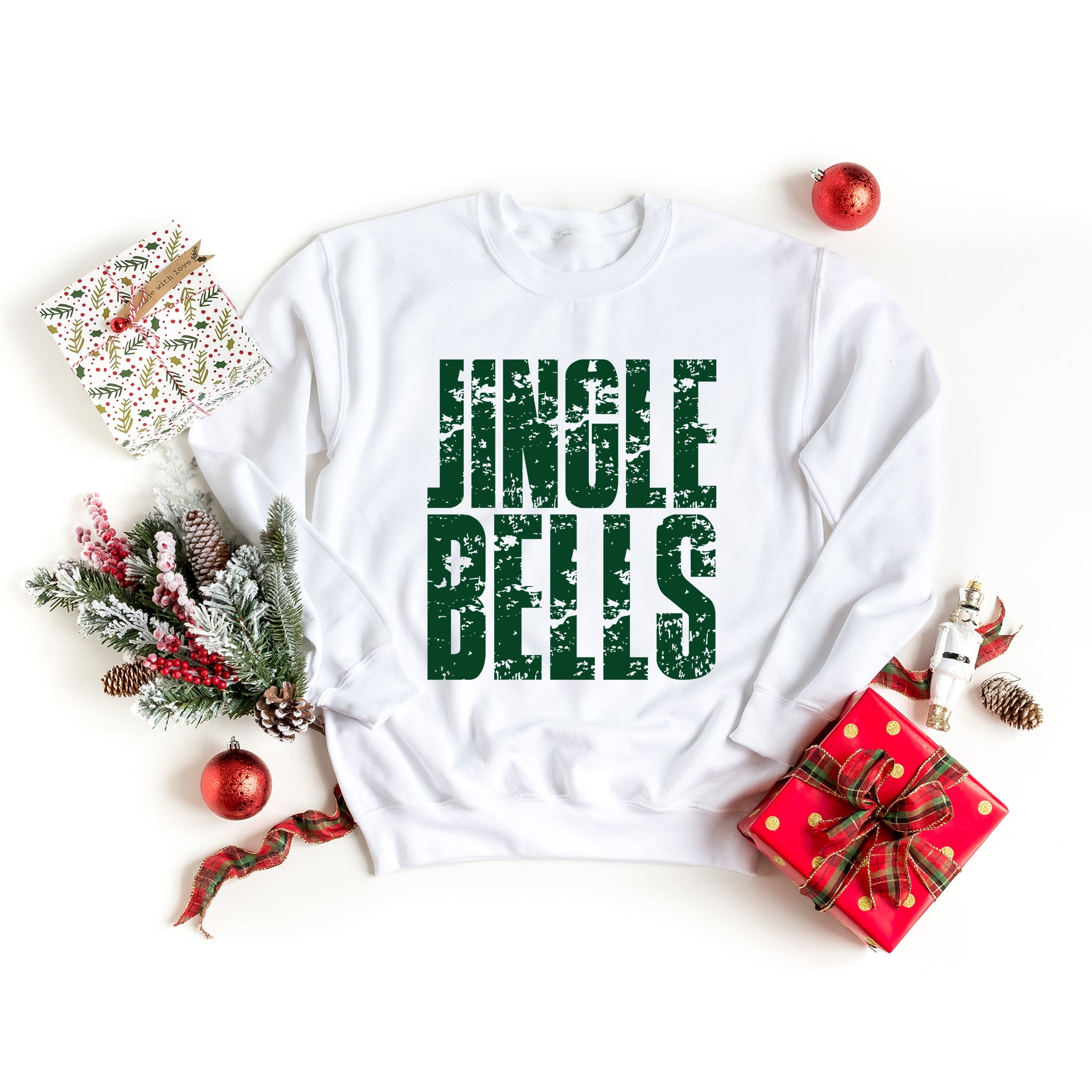 Jingle Bells Block Distressed - Women's Graphic Sweatshirt