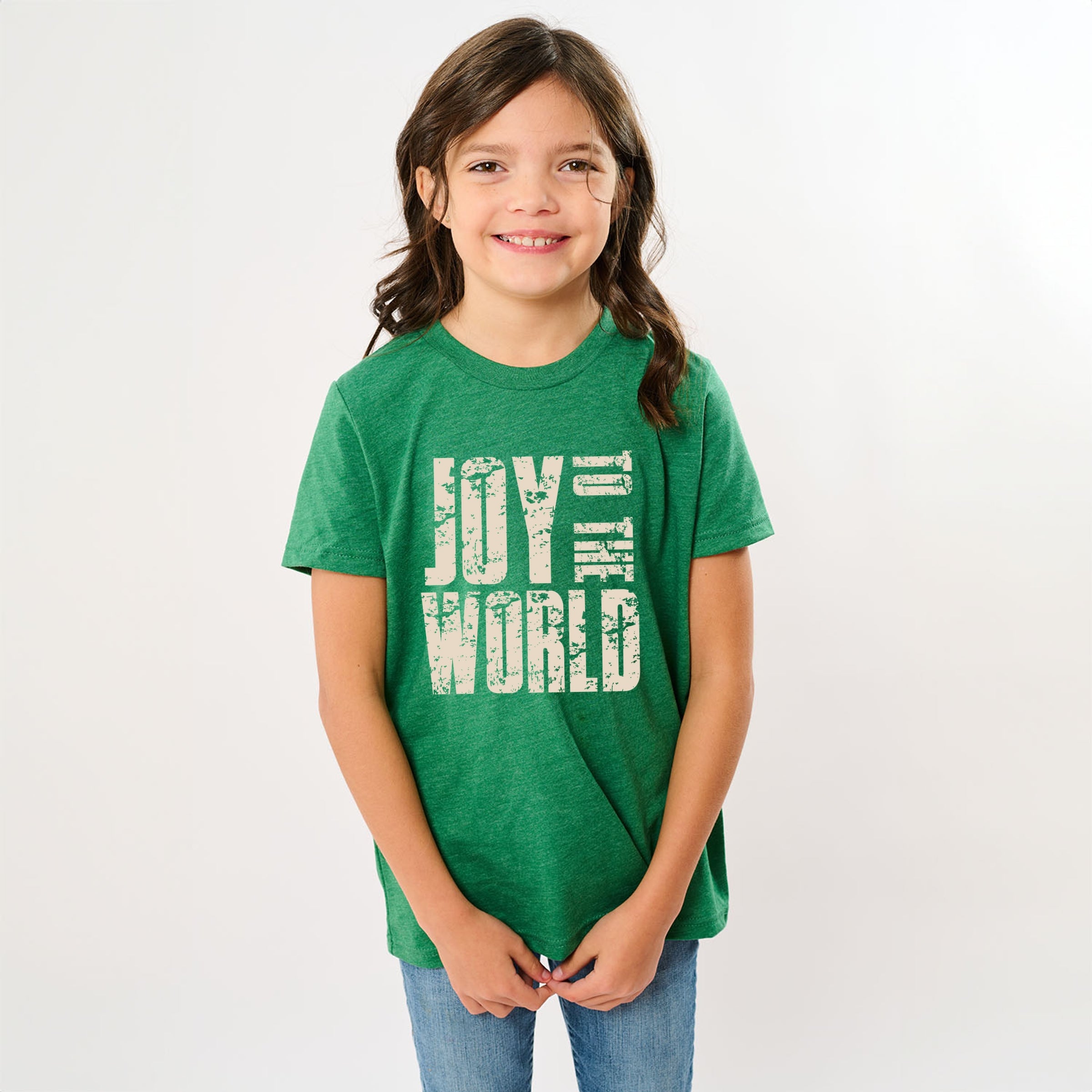 Joy To The World Block Distressed - Youth Short Sleeve Graphic T-Shirt