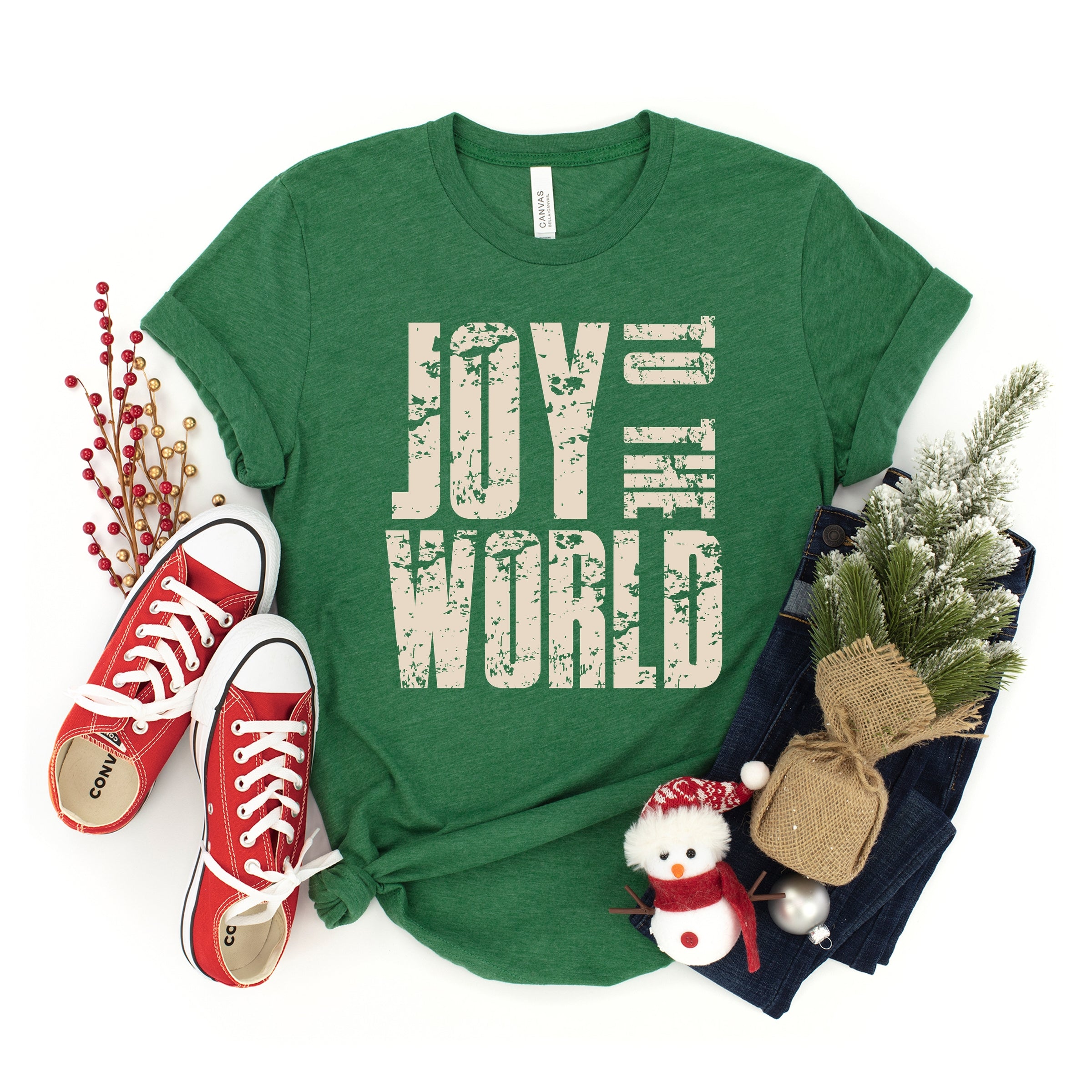 Joy To The World Block Distressed - Youth Short Sleeve Graphic T-Shirt