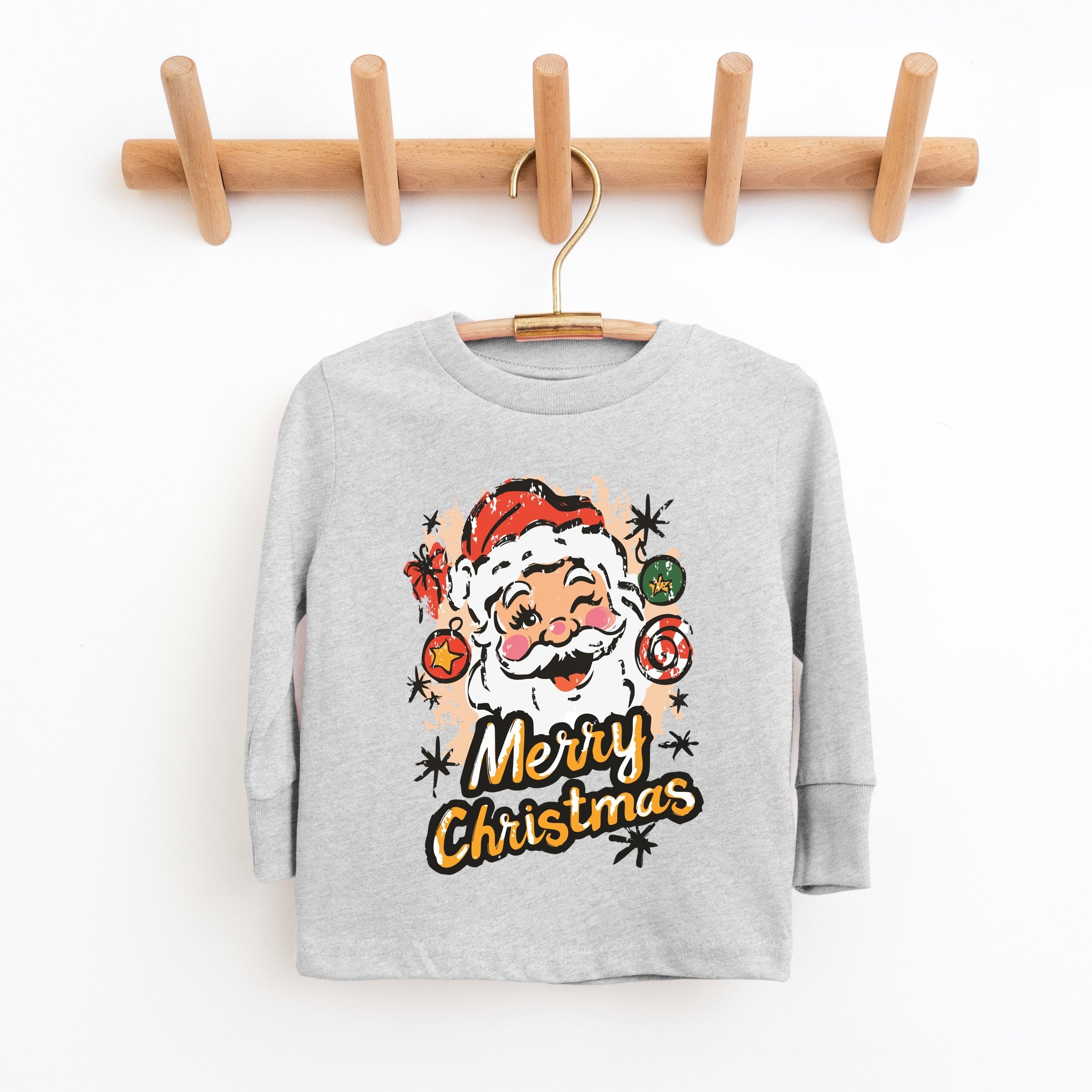 Merry Christmas Santa Wink - Youth Long Sleeve Graphic T-Shirt