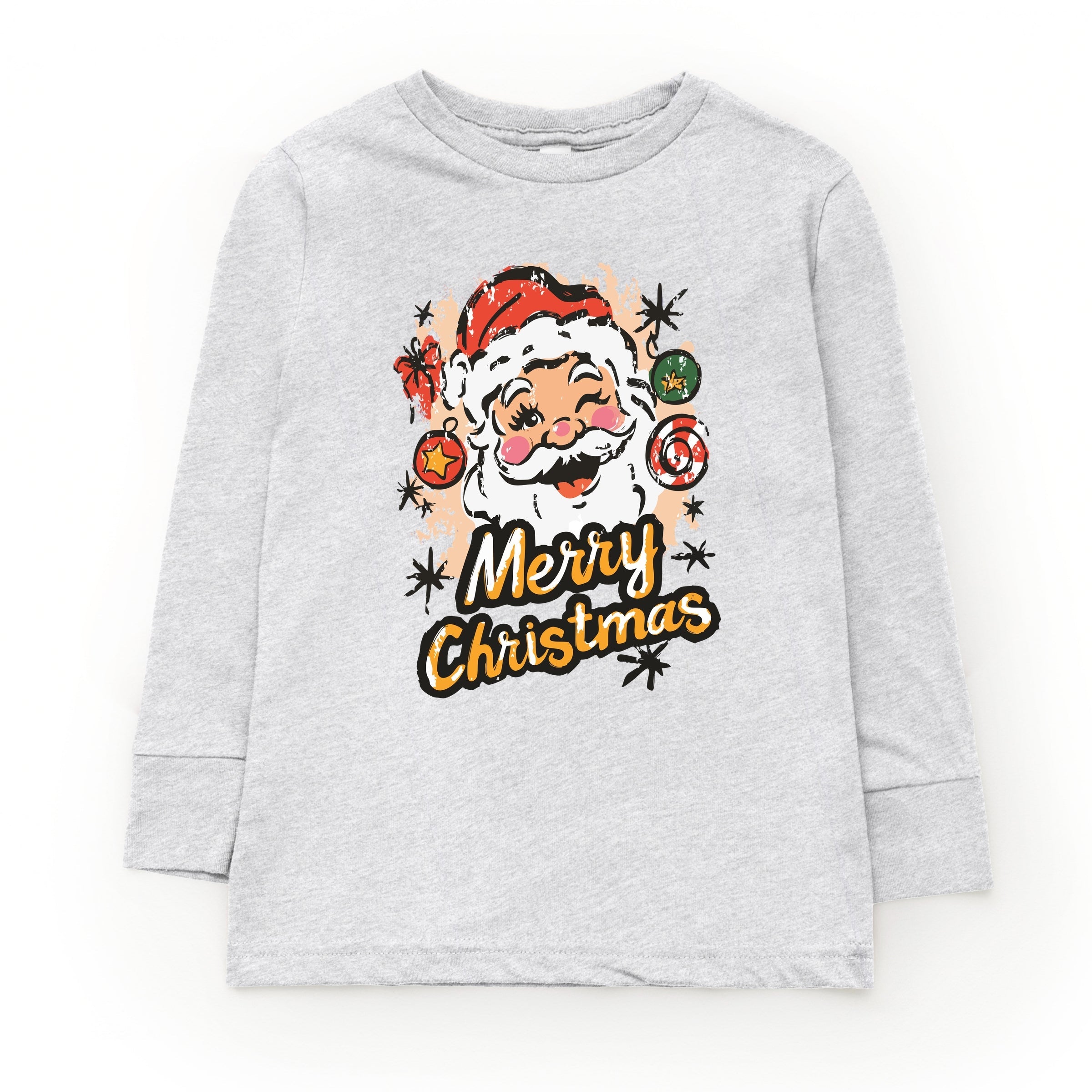 Merry Christmas Santa Wink - Youth Long Sleeve Graphic T-Shirt