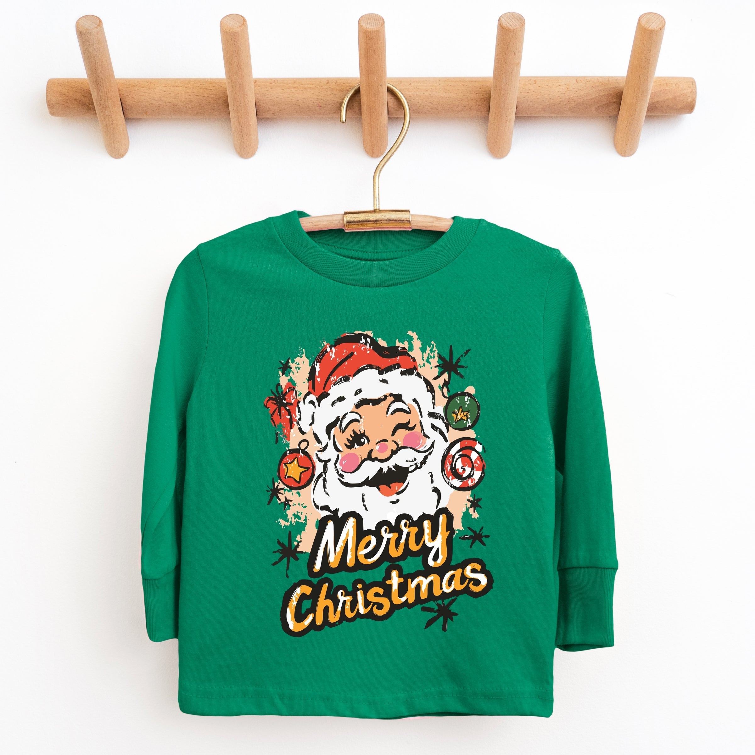 Merry Christmas Santa Wink - Youth Long Sleeve Graphic T-Shirt