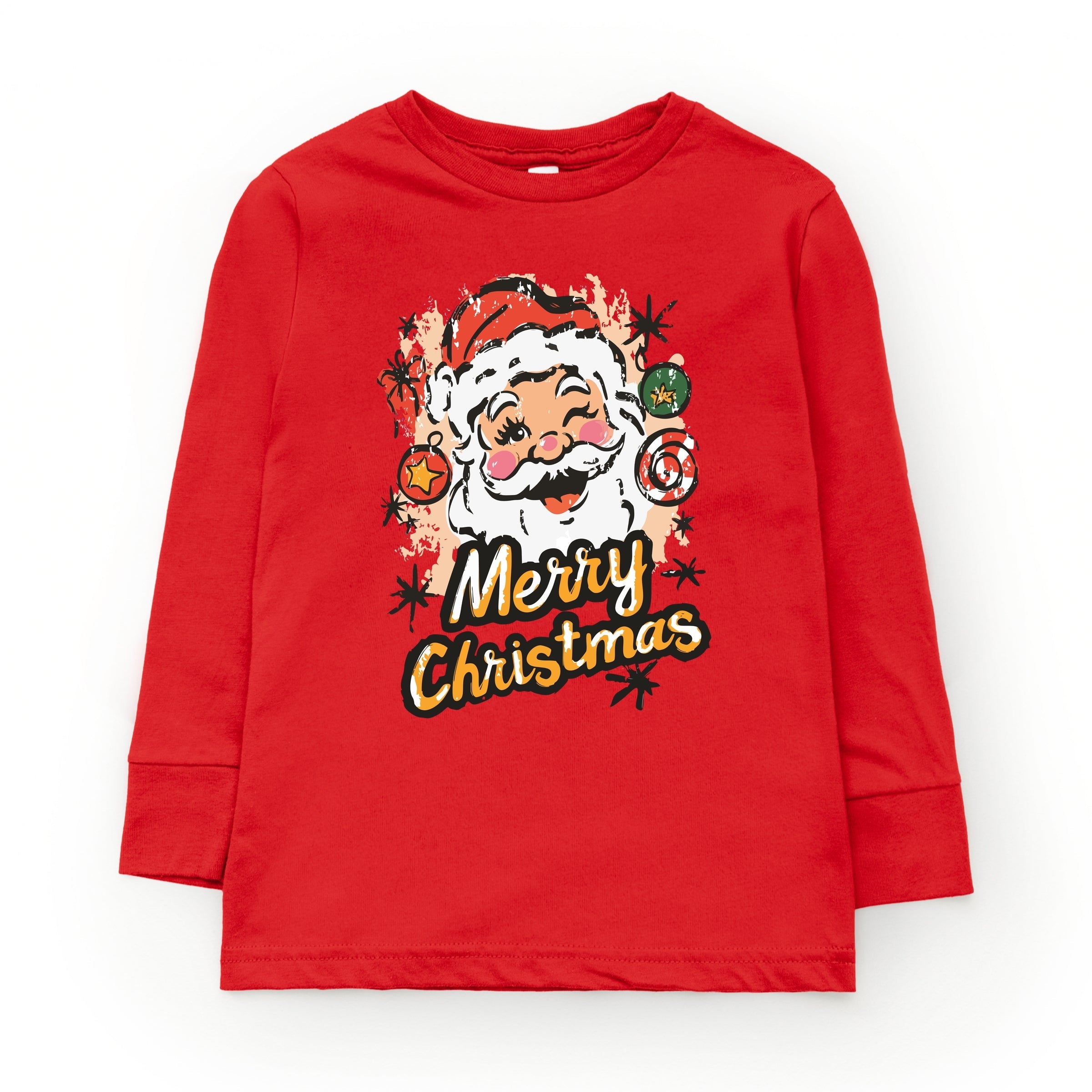 Merry Christmas Santa Wink - Youth Long Sleeve Graphic T-Shirt