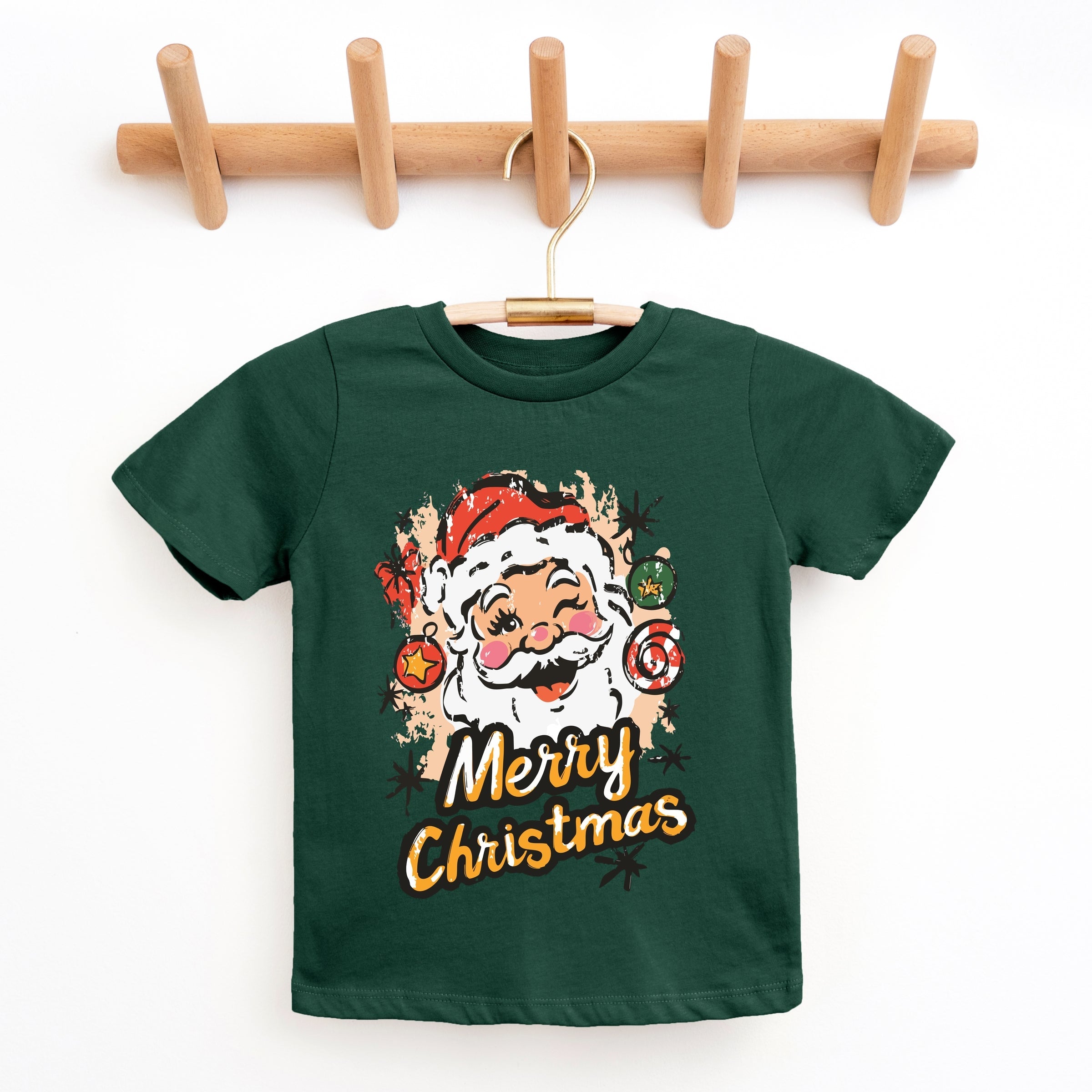 Merry Christmas Santa Wink - Youth Short Sleeve Graphic T-Shirt