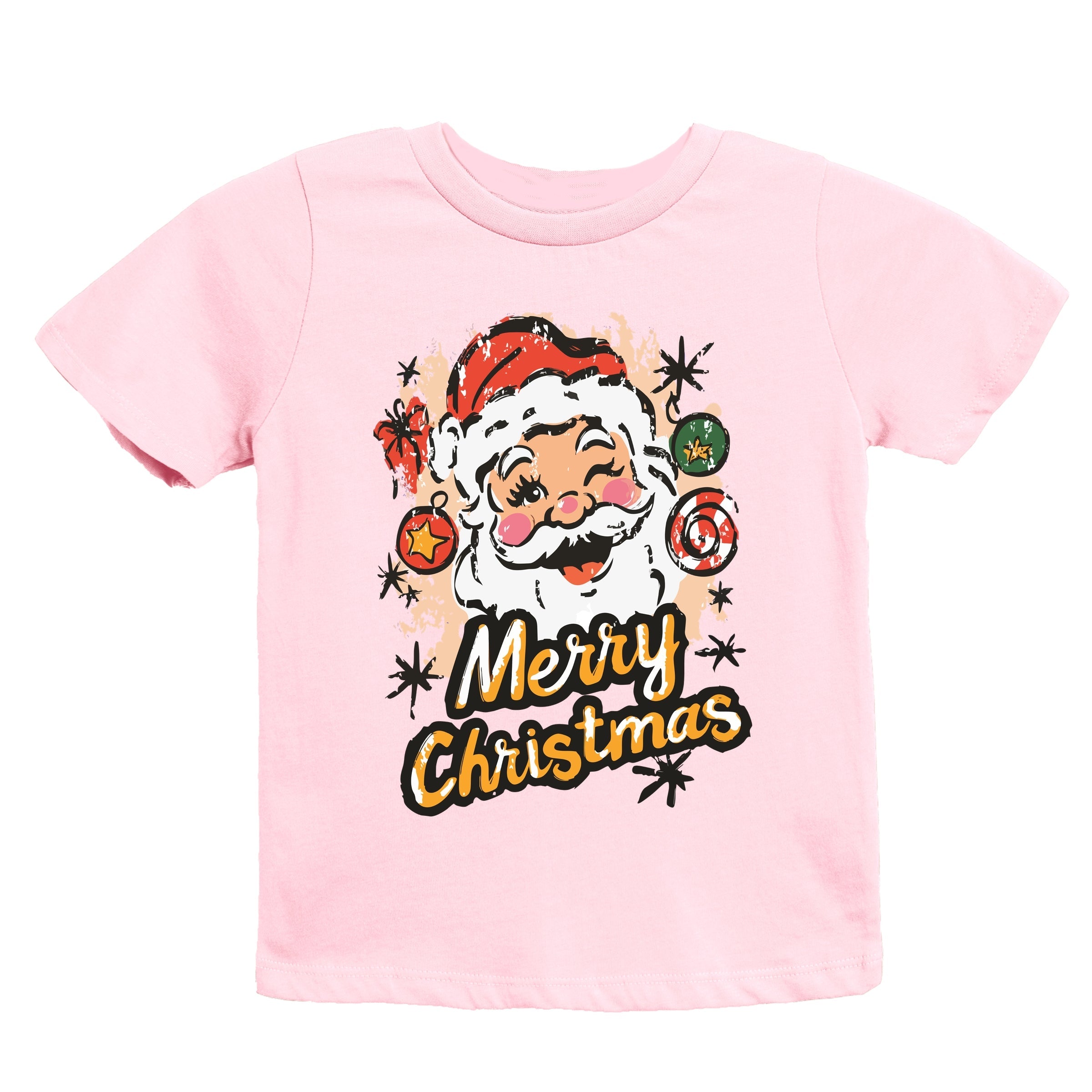Merry Christmas Santa Wink - Youth Short Sleeve Graphic T-Shirt