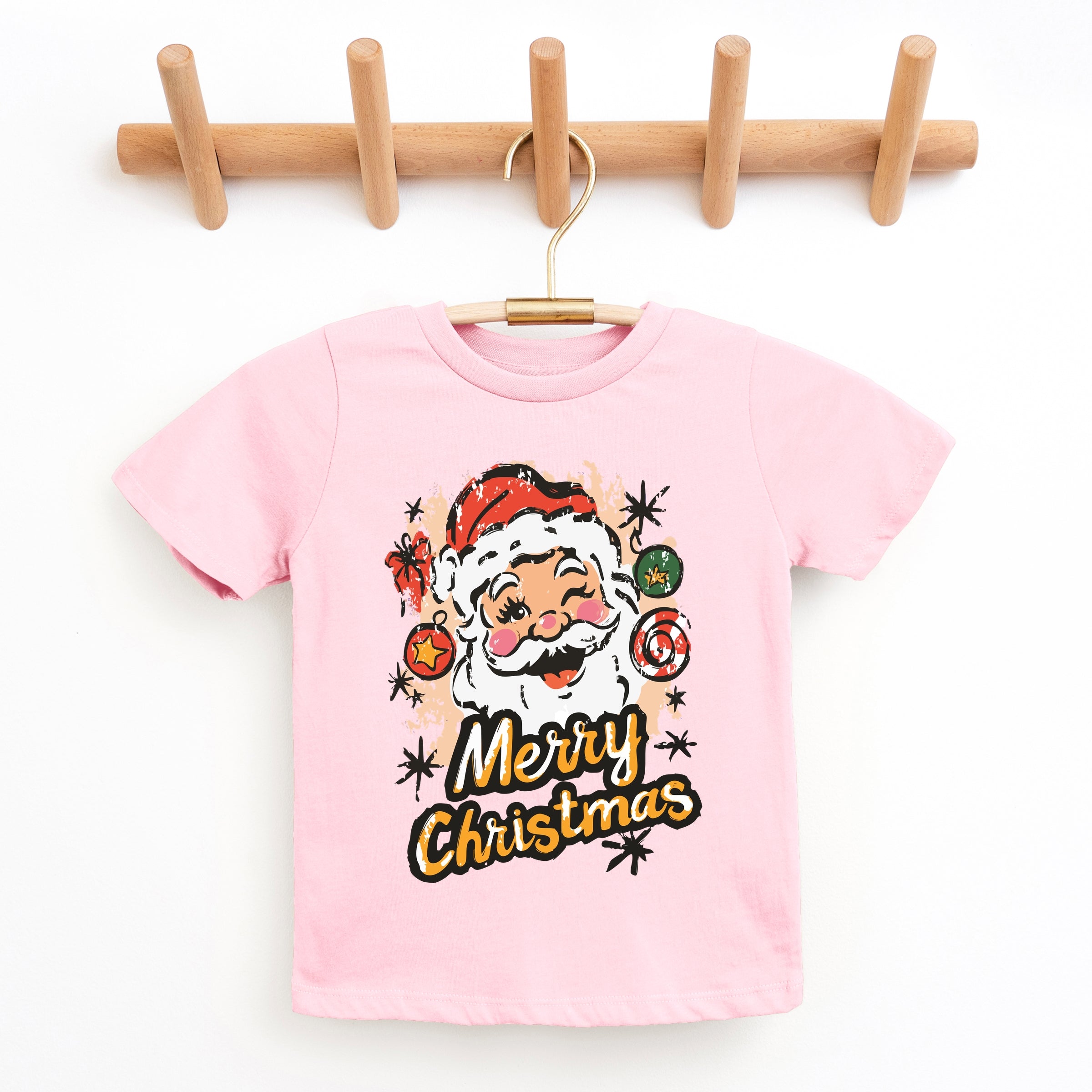 Merry Christmas Santa Wink - Youth Short Sleeve Graphic T-Shirt
