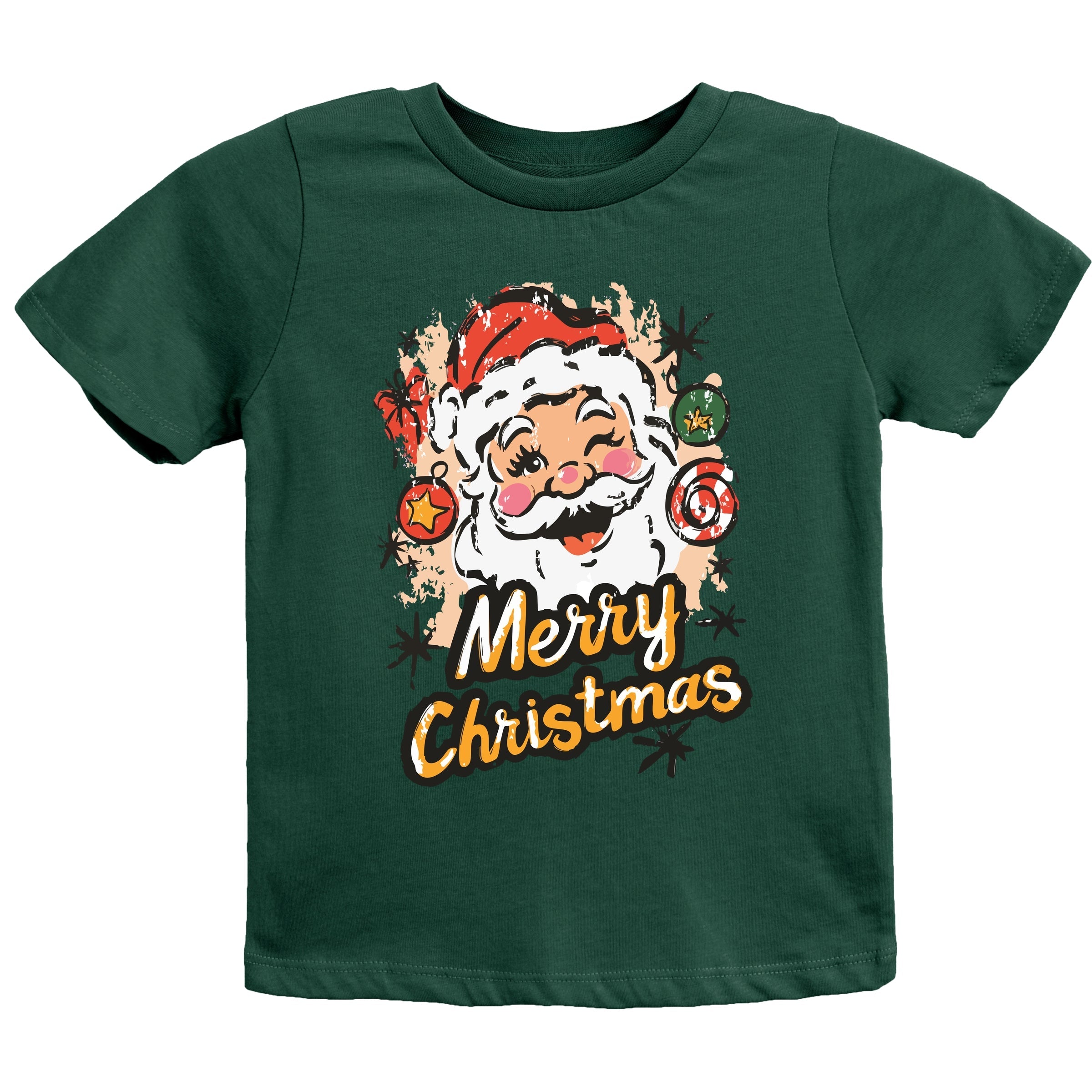 Merry Christmas Santa Wink - Youth Short Sleeve Graphic T-Shirt