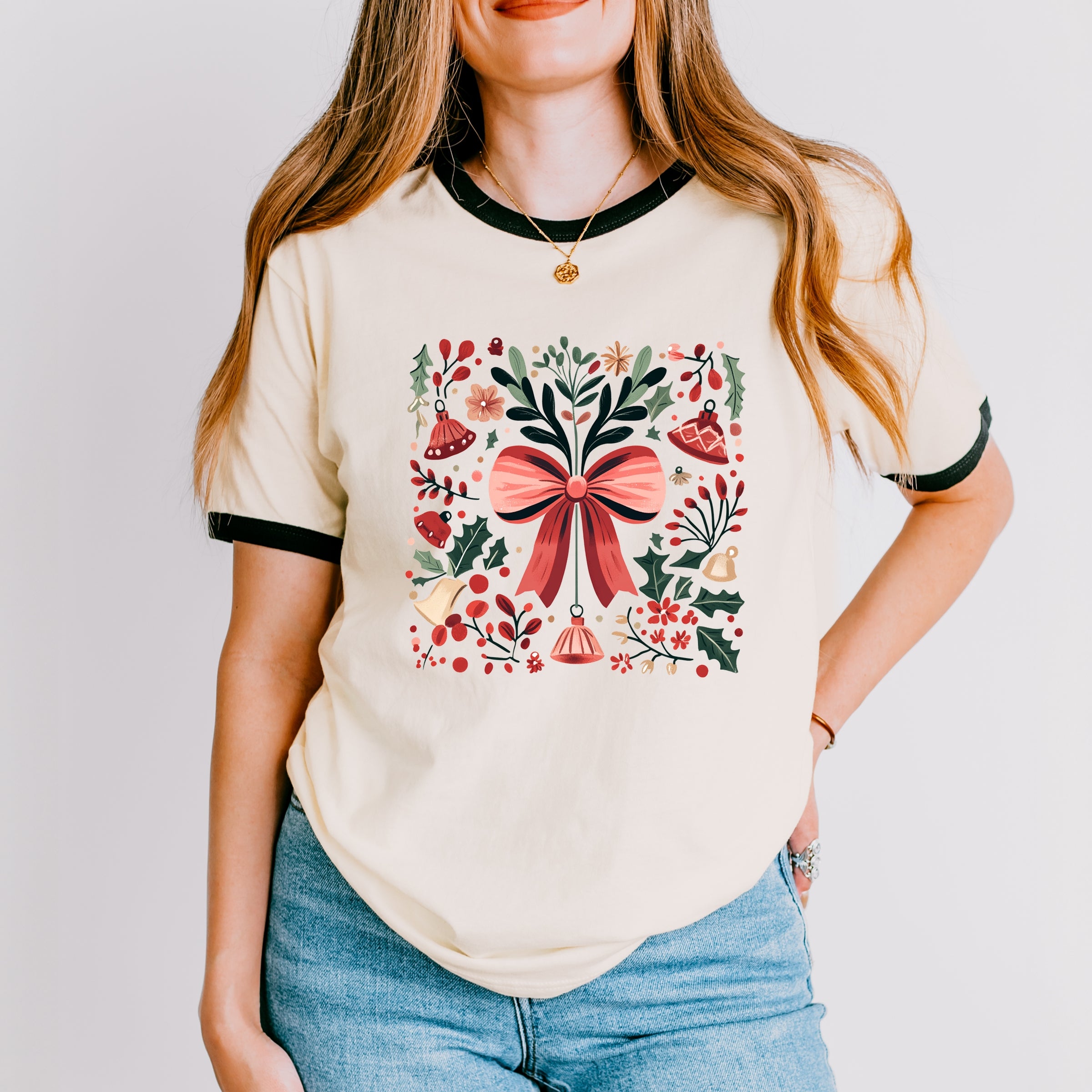 Coquette Holly Collage - Women's Ringer Graphic T-Shirt