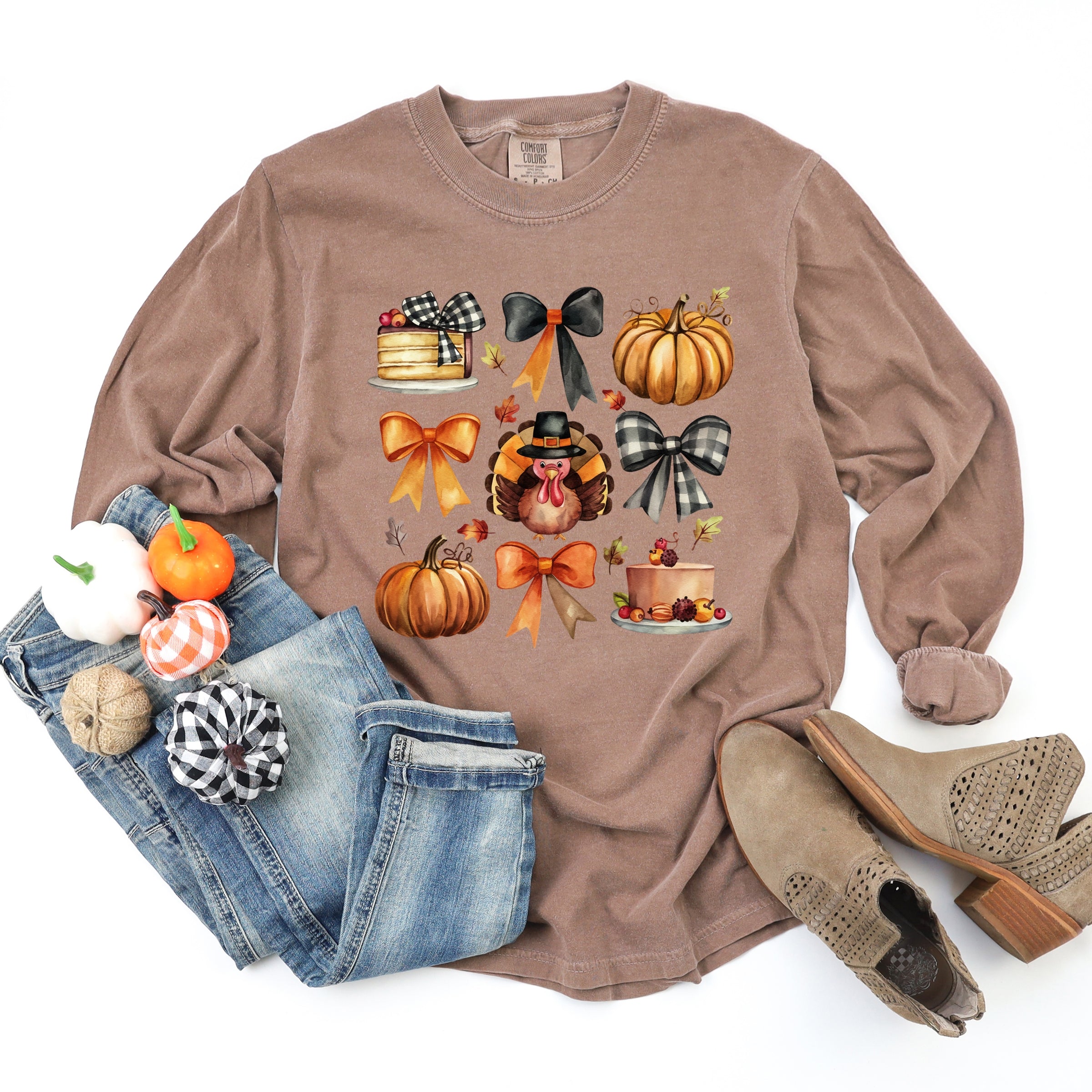 Turkey Coquette - Women's Garment Dyed Long Sleeve Graphic T-Shirt