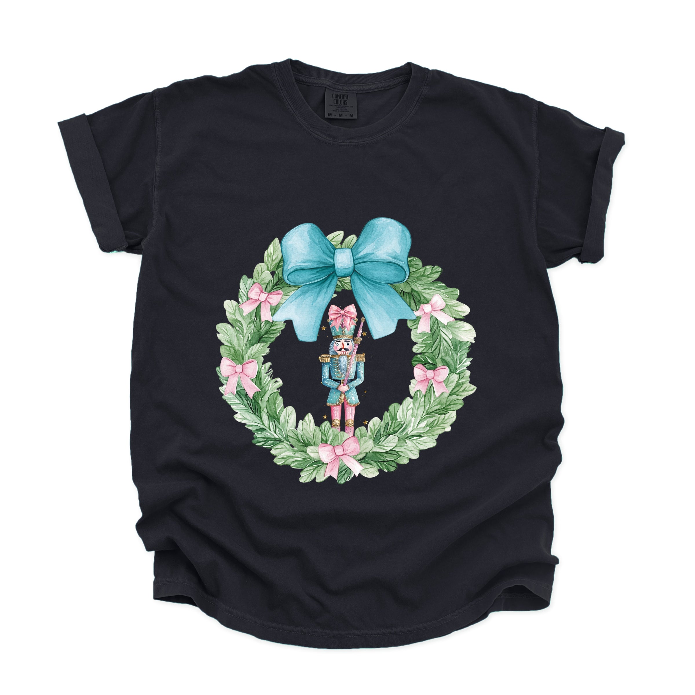 Nutcracker Wreath Coquette - Women's Garment Dyed Graphic T-Shirt